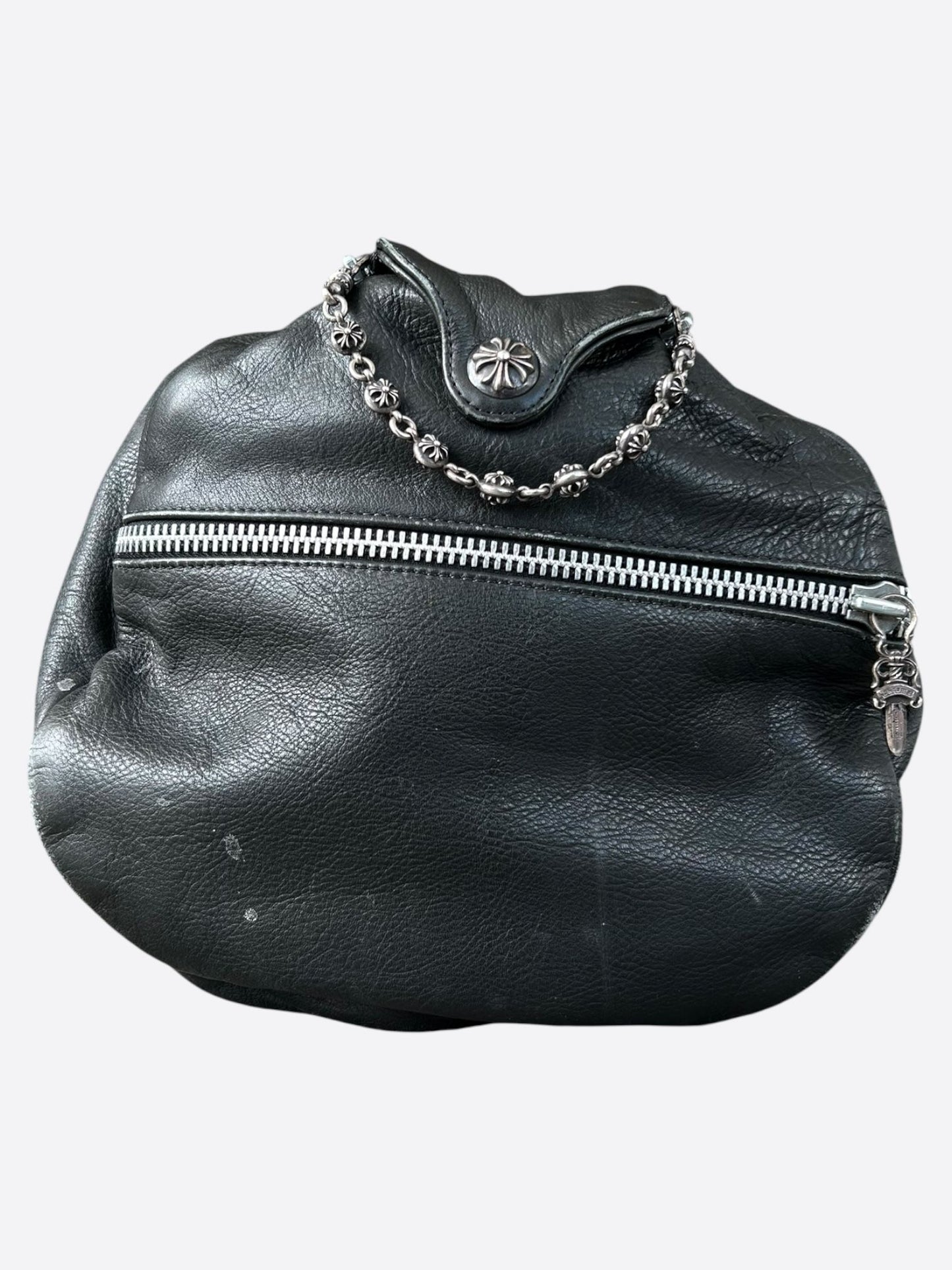 Chrome Hearts Black Leather Duffel Bag