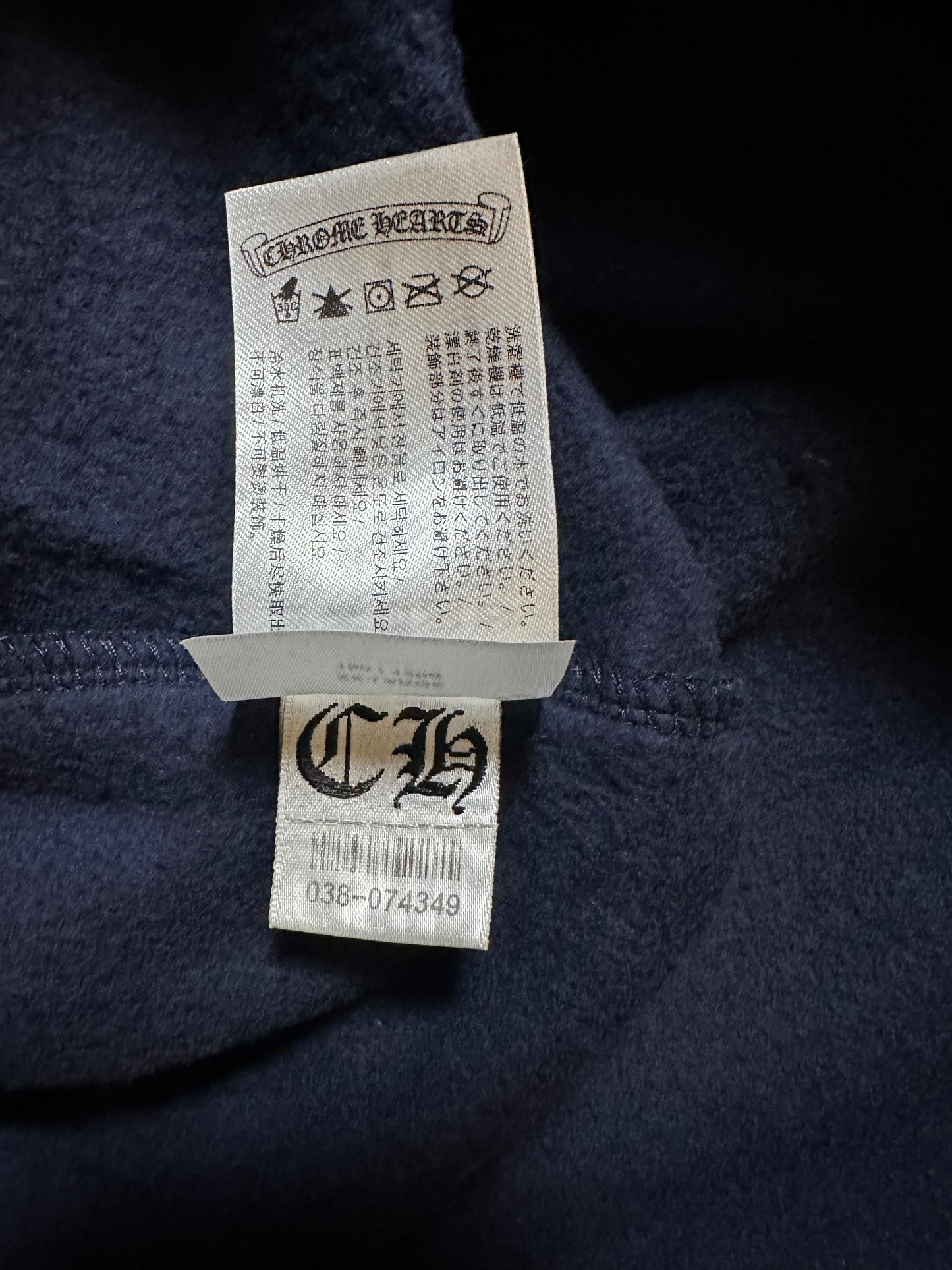 Chrome Hearts Navy & Yellow Script Logo Hoodie