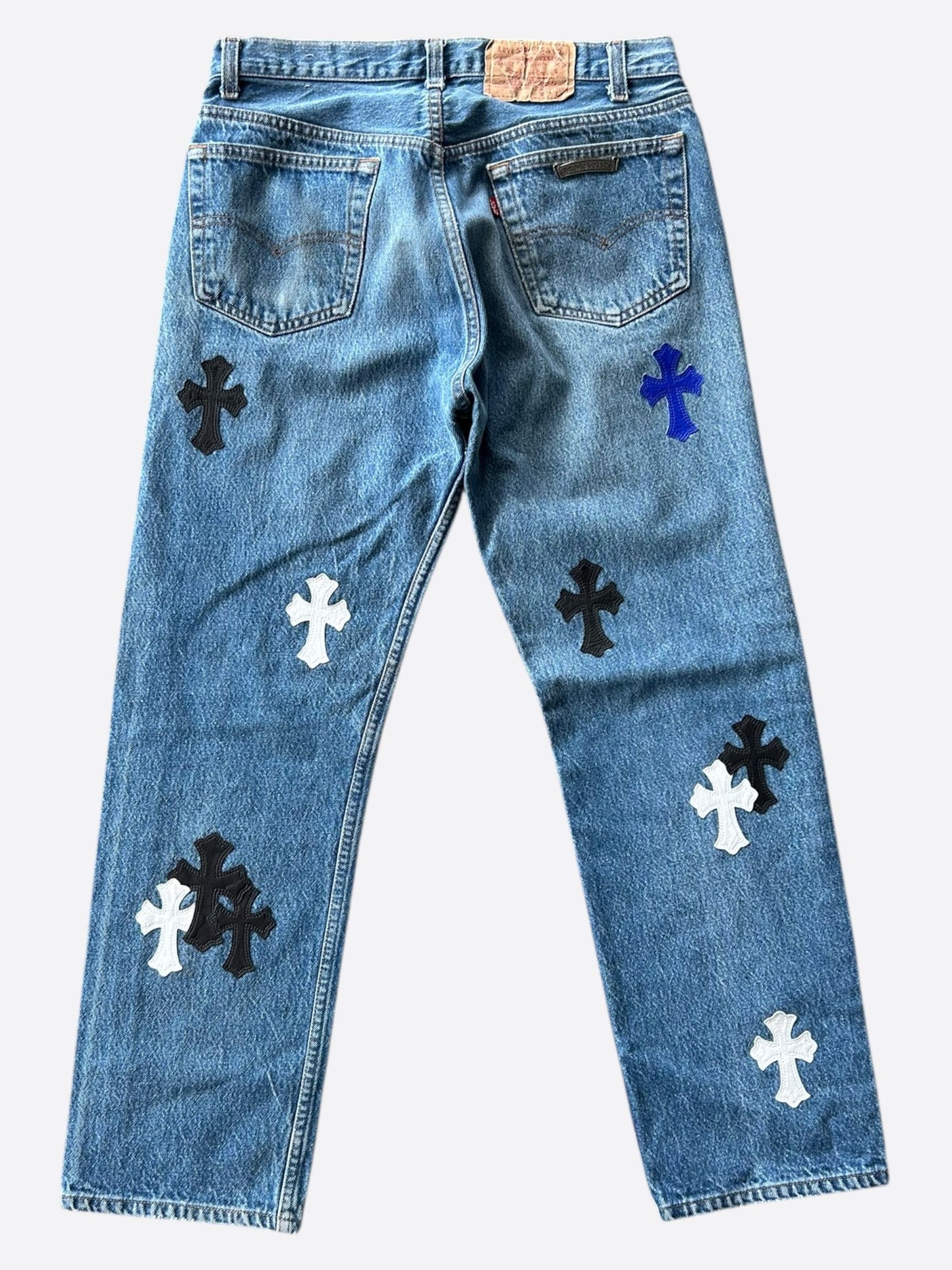 Chrome Hearts Levis Blue Multicolor Cross Patch Jeans
