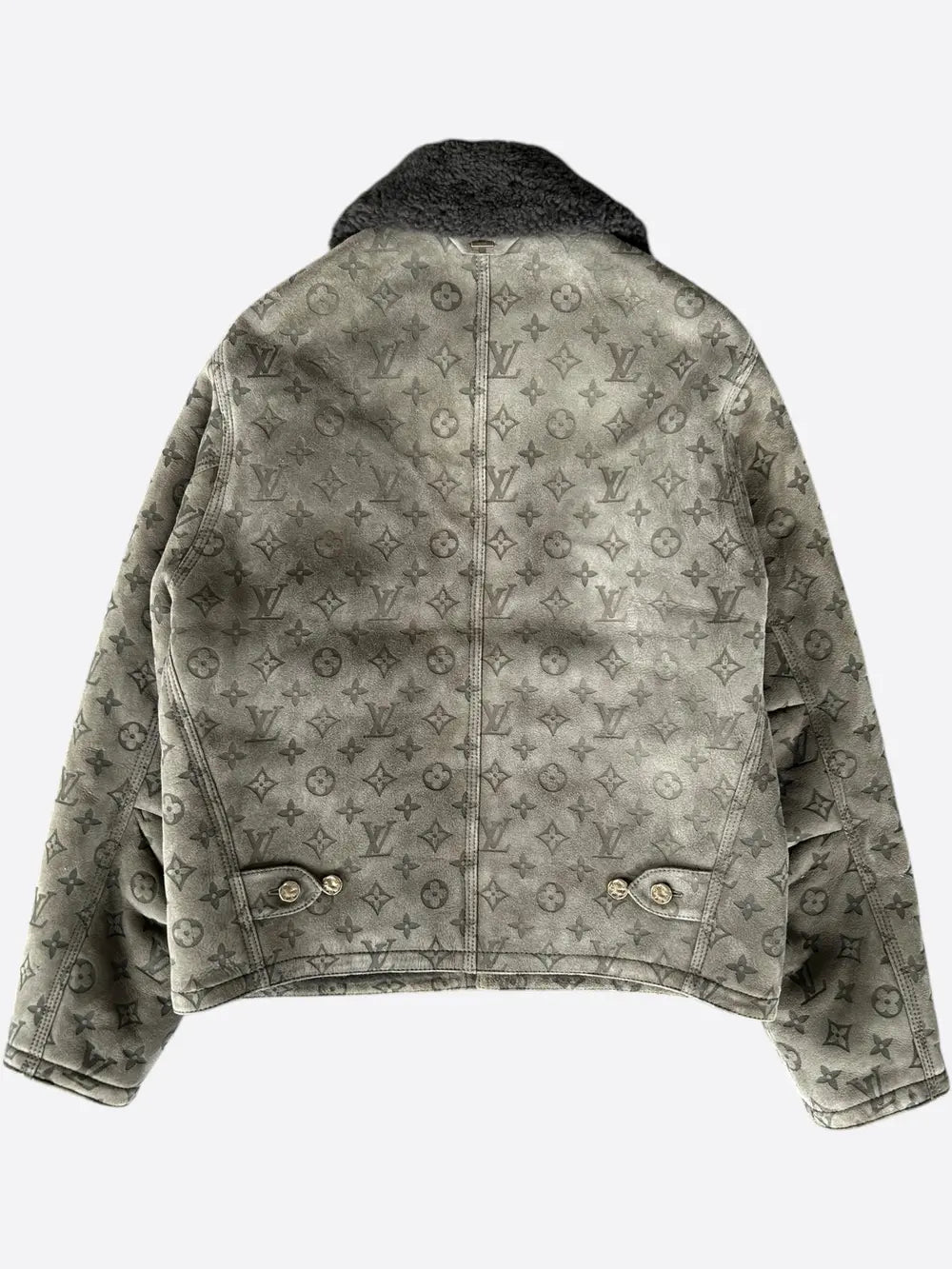 Louis Vuitton Olive Monogram Shearling Jacket