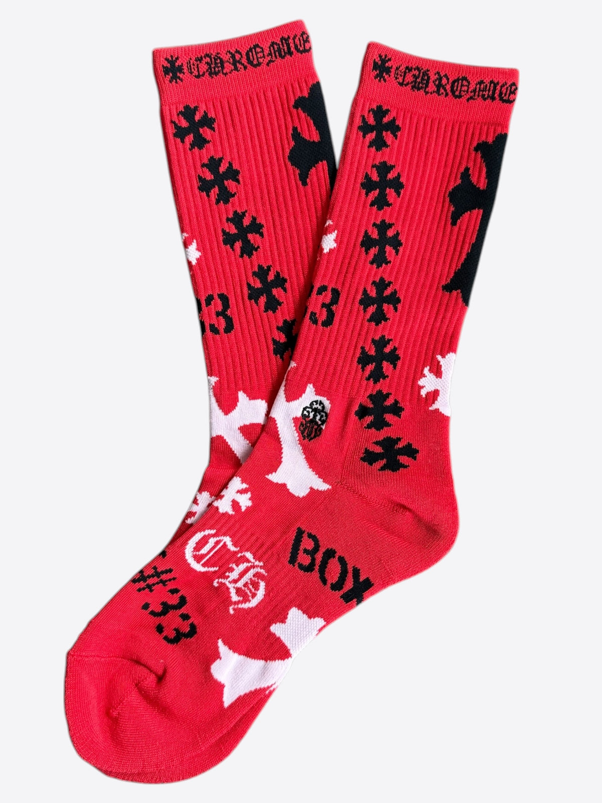 Chrome Hearts Red & Multicolor Stencil Logo Socks