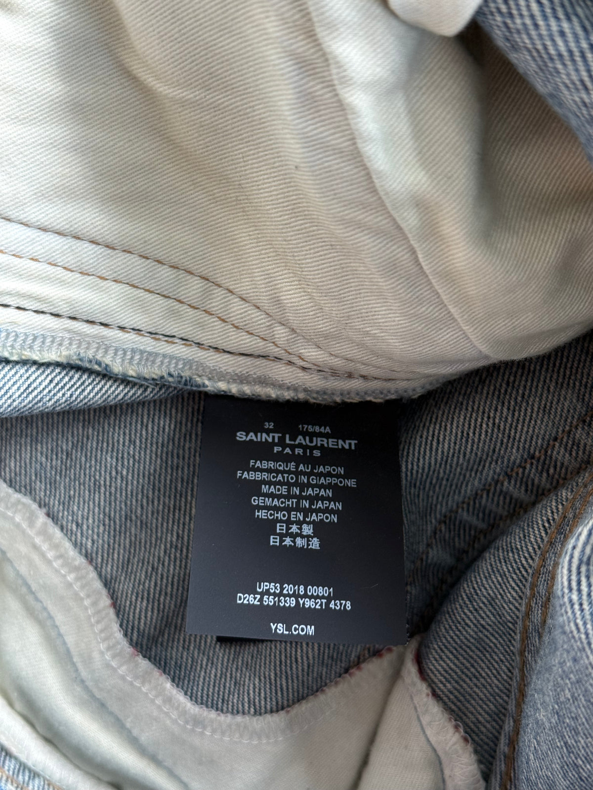 Saint Laurent Light Blue Bandana Patch Distressed Jeans