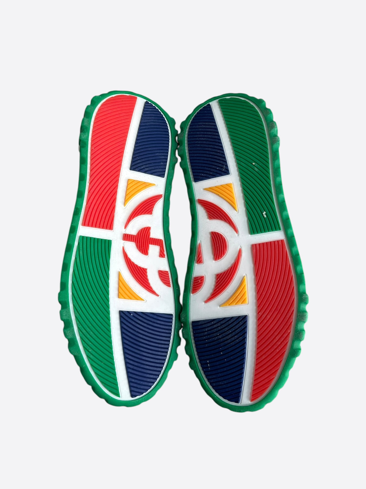 Casablanca White & Green Leather Court Sneakers
