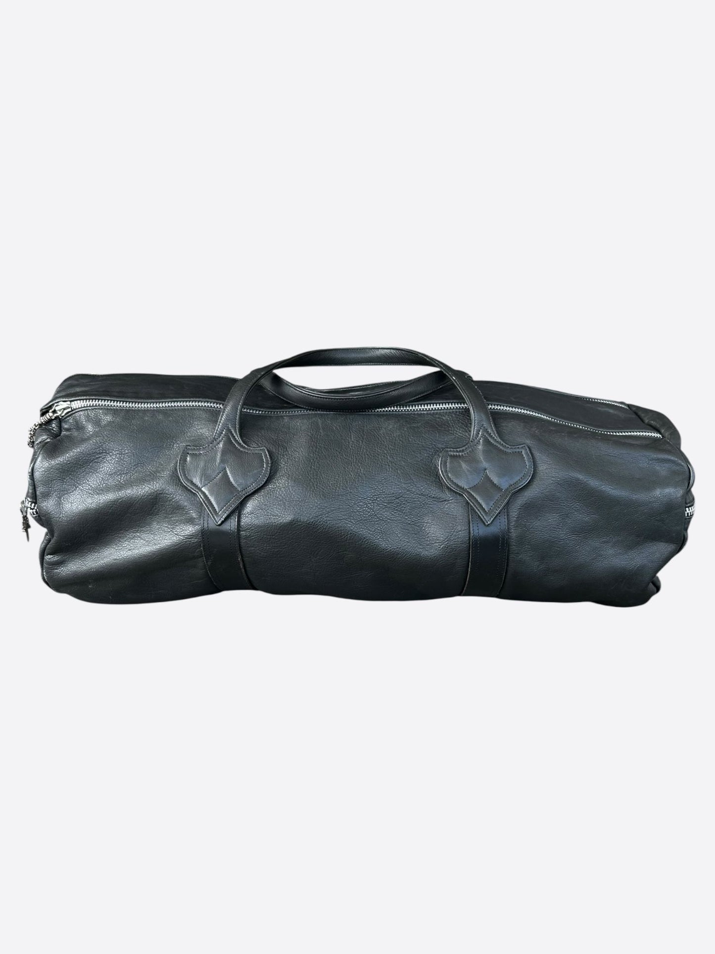 Chrome Hearts Black Leather Duffel Bag