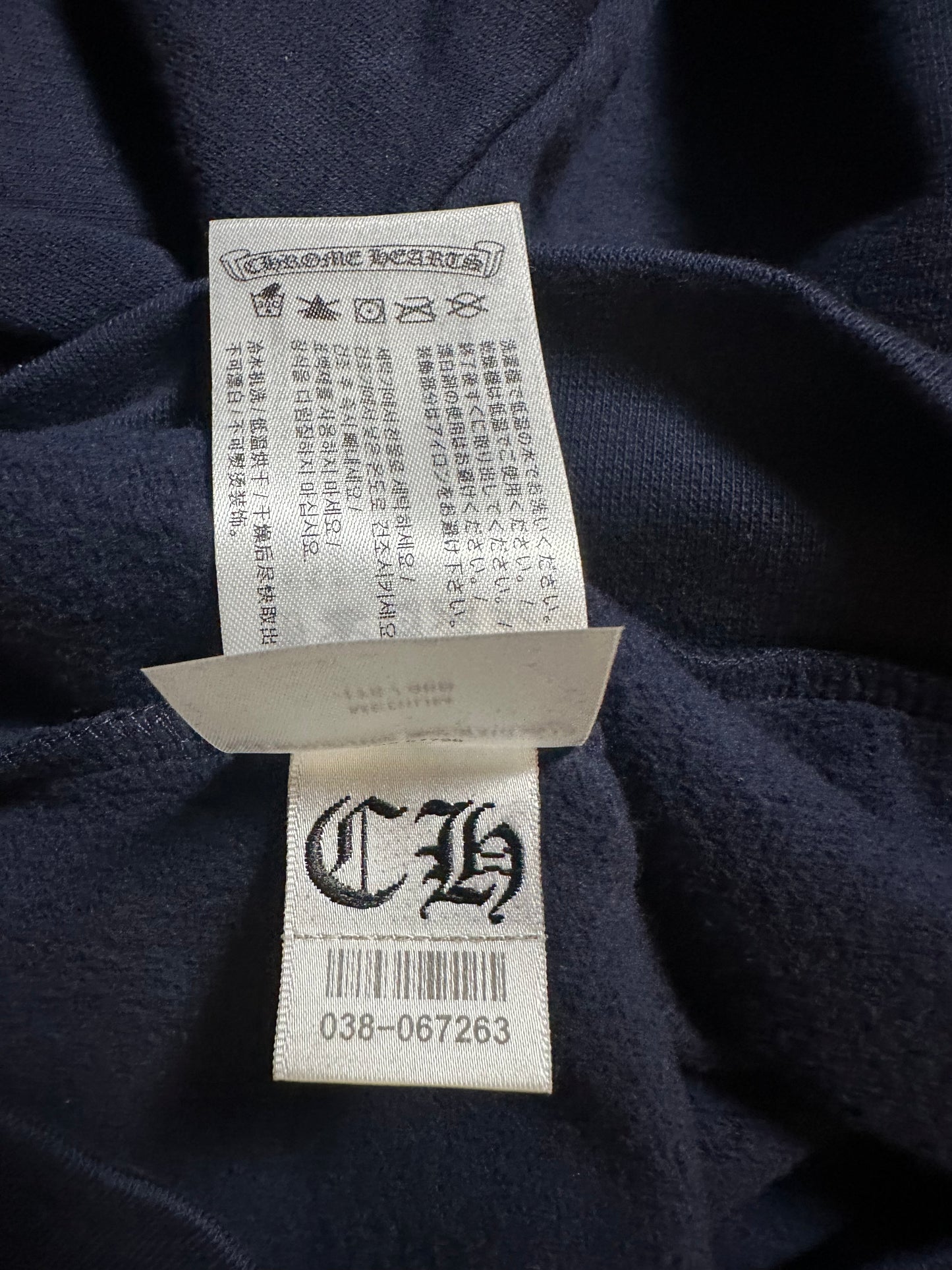 Chrome Hearts Navy & Yellow Script Logo Hoodie