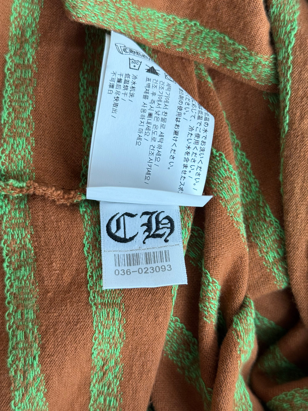 Chrome Hearts Orange & Green Striped Polo Longsleeve T-Shirt