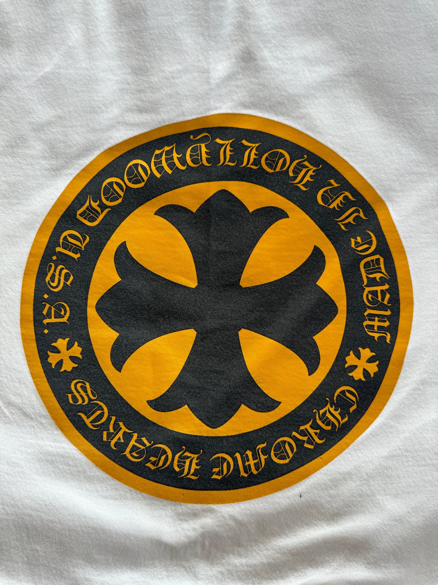 Chrome Hearts White & Yellow Cross Logo Hoodie