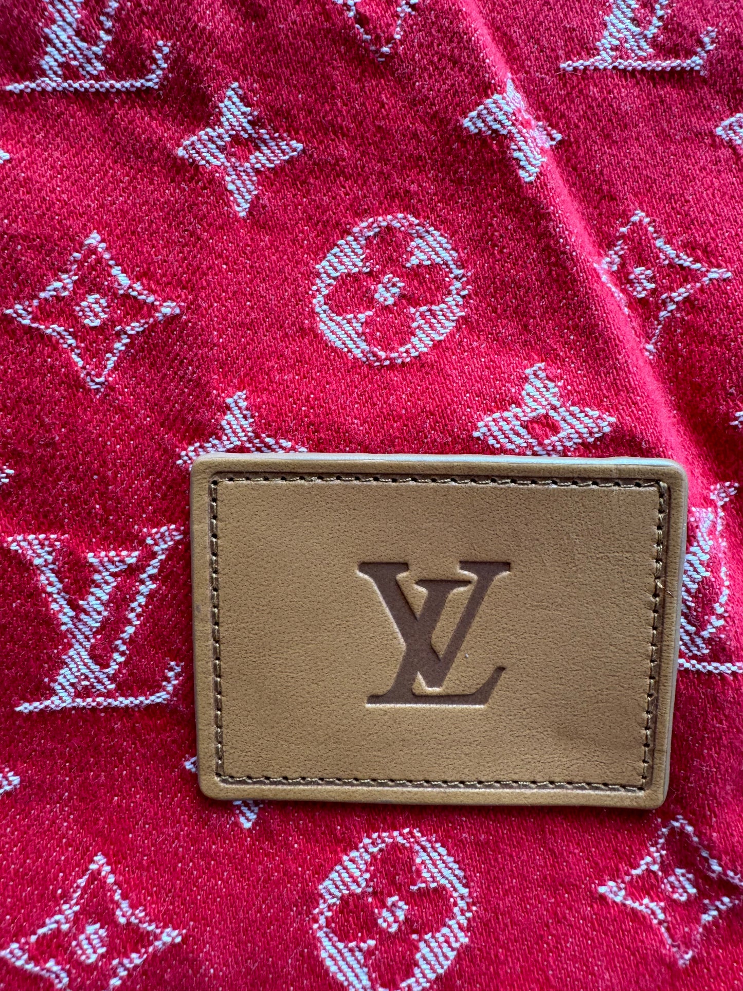 Louis Vuitton Supreme Red Monogram Baseball Jersey