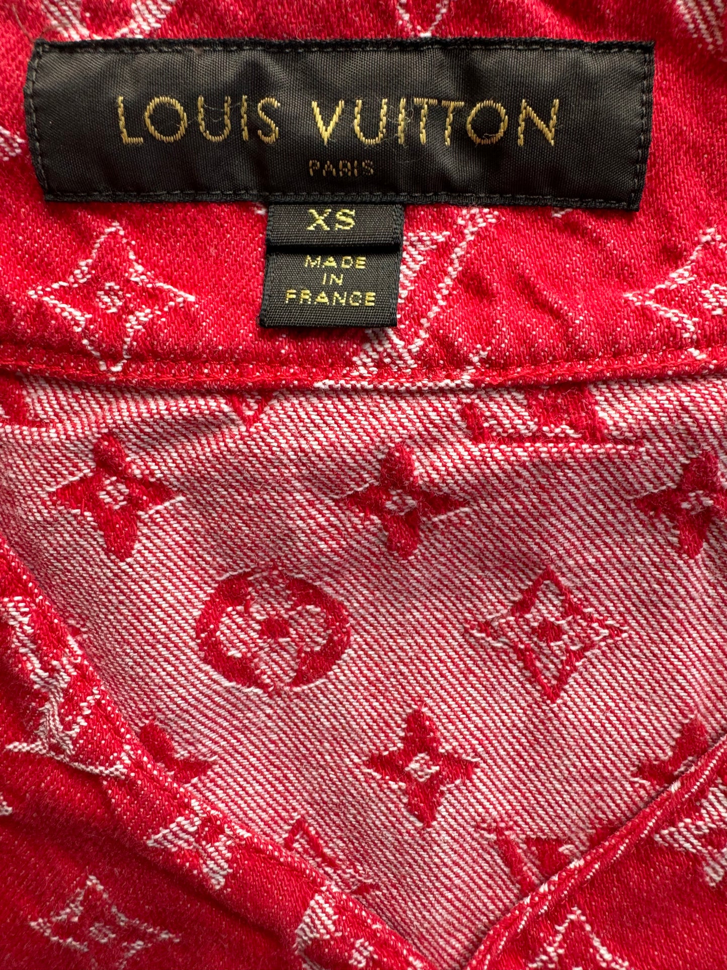 Louis Vuitton Supreme Red Monogram Baseball Jersey