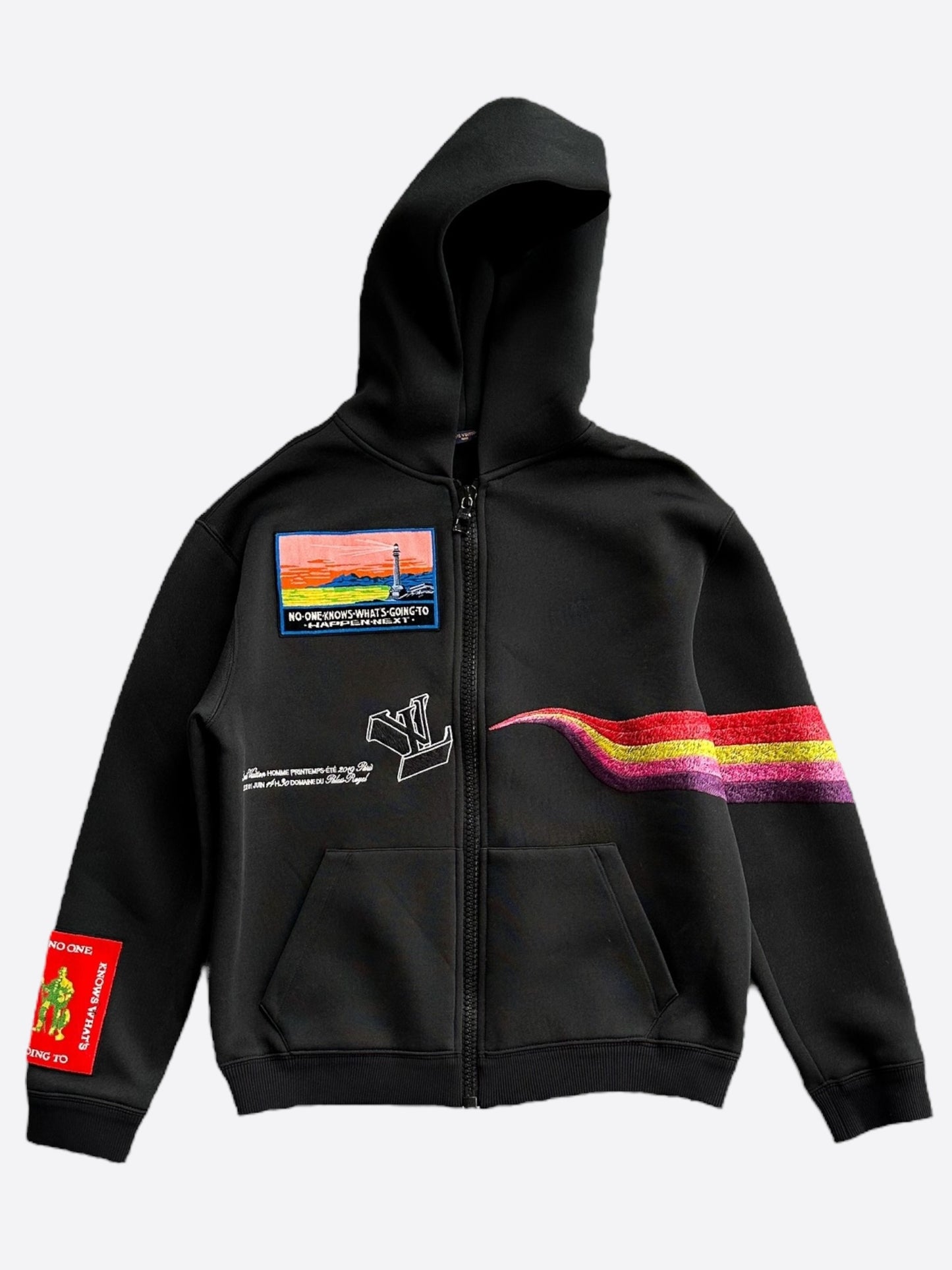 Louis Vuitton Black Oz Embroidered Zip Up Hoodie