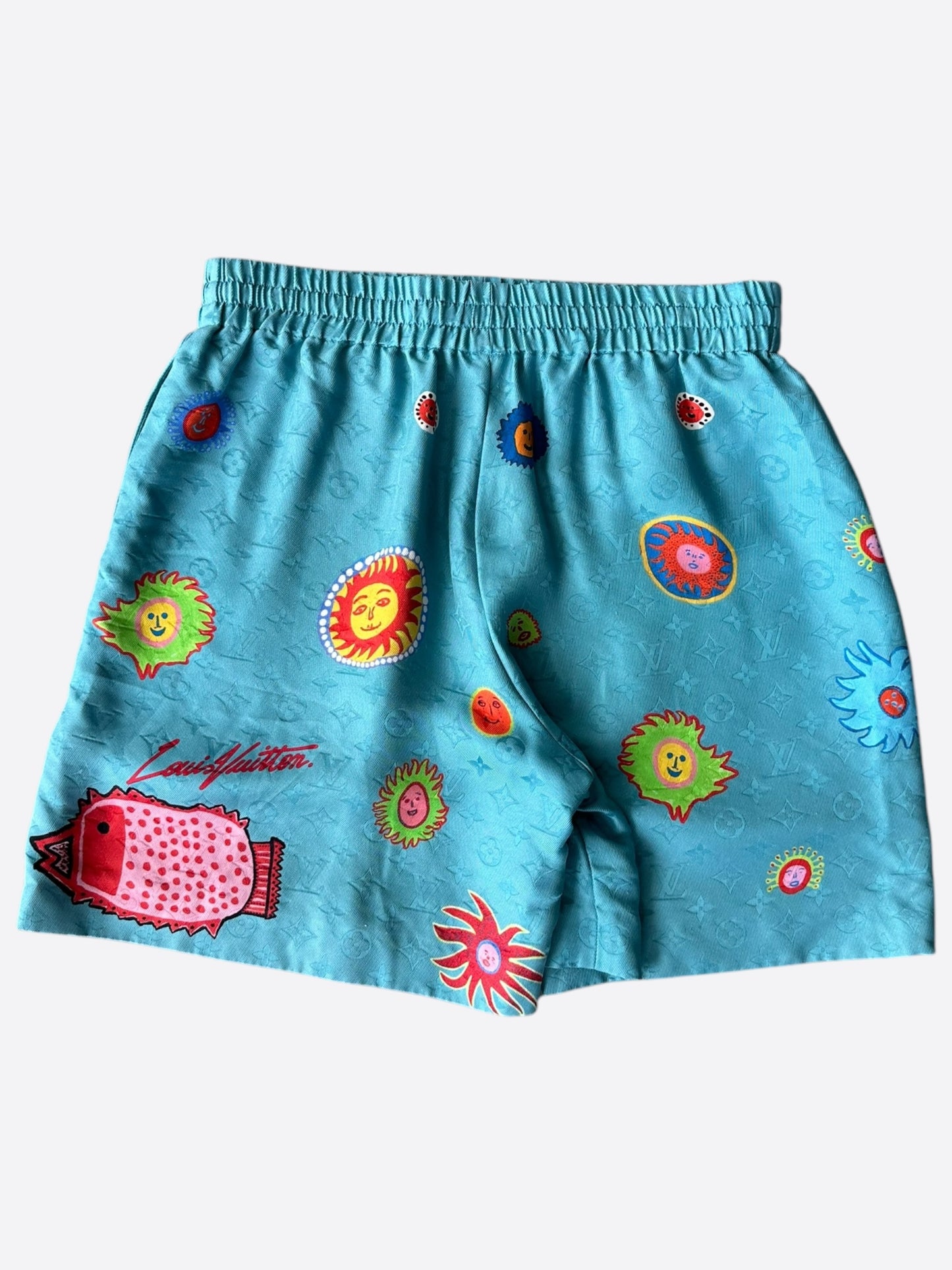 Louis Vuitton Yayoi Kusama Blue Faces Monogram Silk Shorts