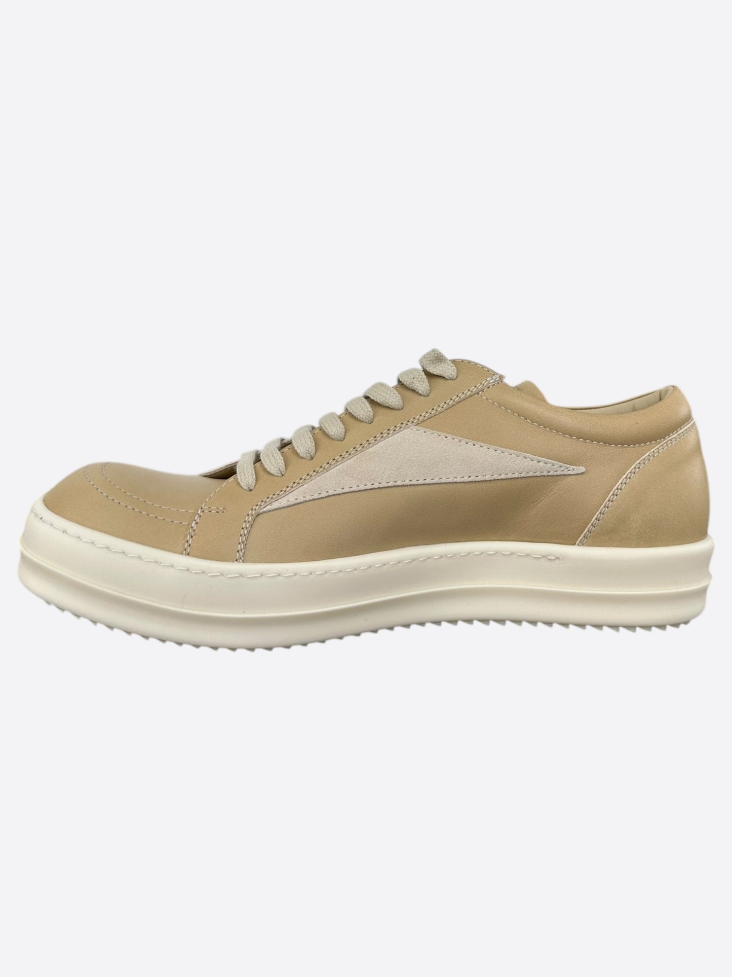 Rick Owens Beige Leather Vintage Low Top Sneakers