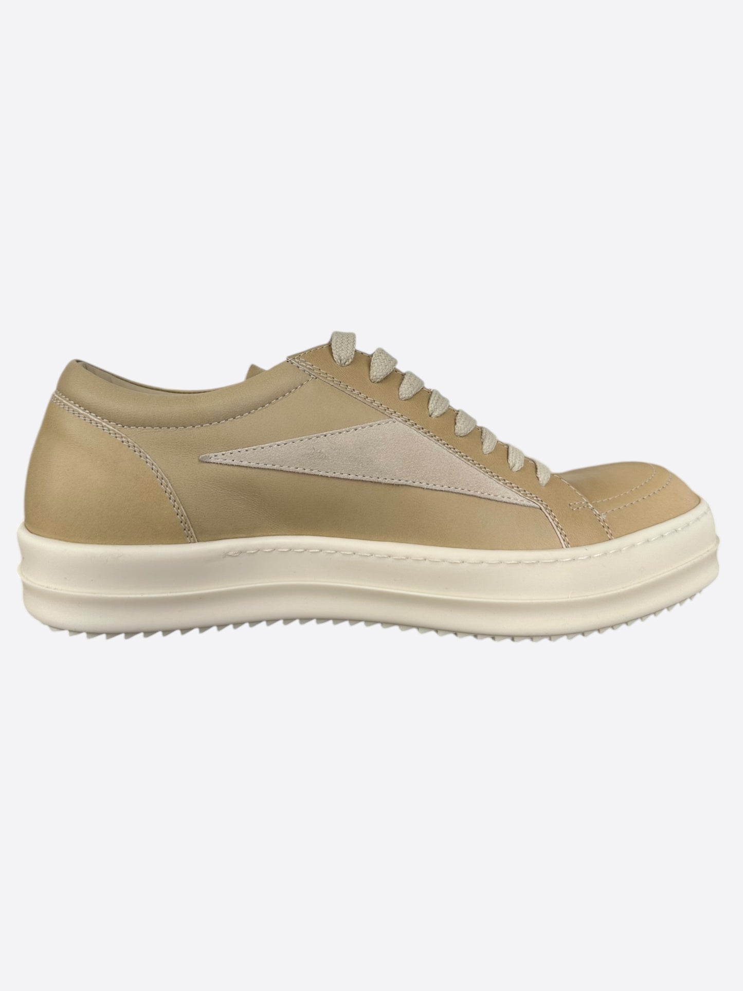 Rick Owens Beige Leather Vintage Low Top Sneakers