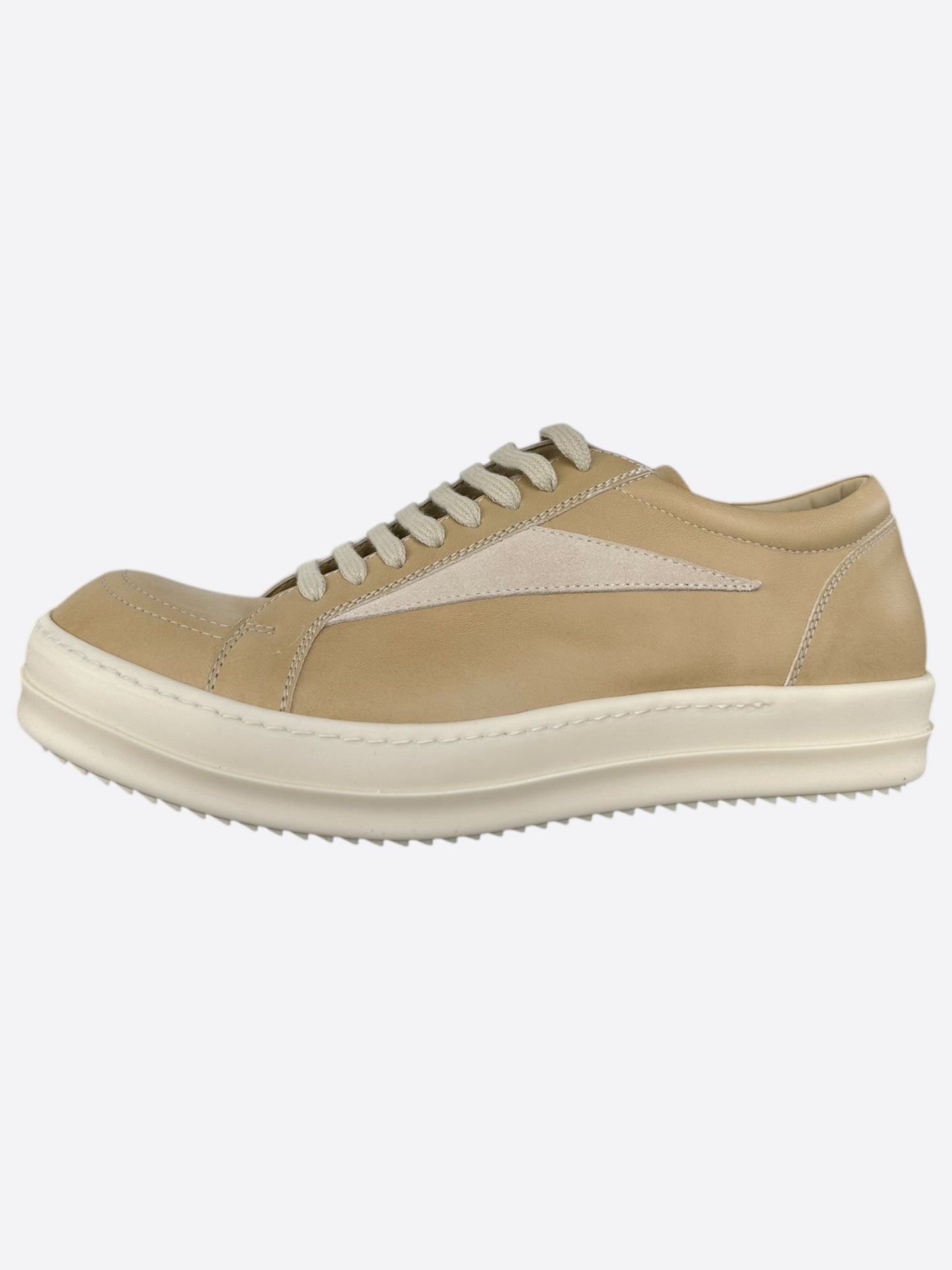 Rick Owens Beige Leather Vintage Low Top Sneakers