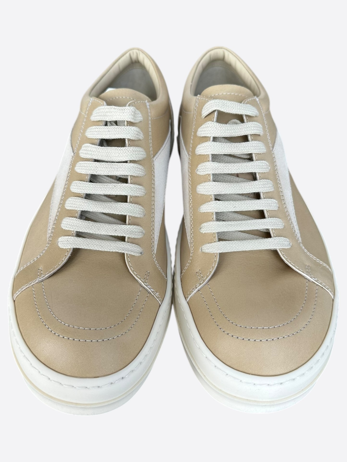 Rick Owens Beige Leather Vintage Low Top Sneakers