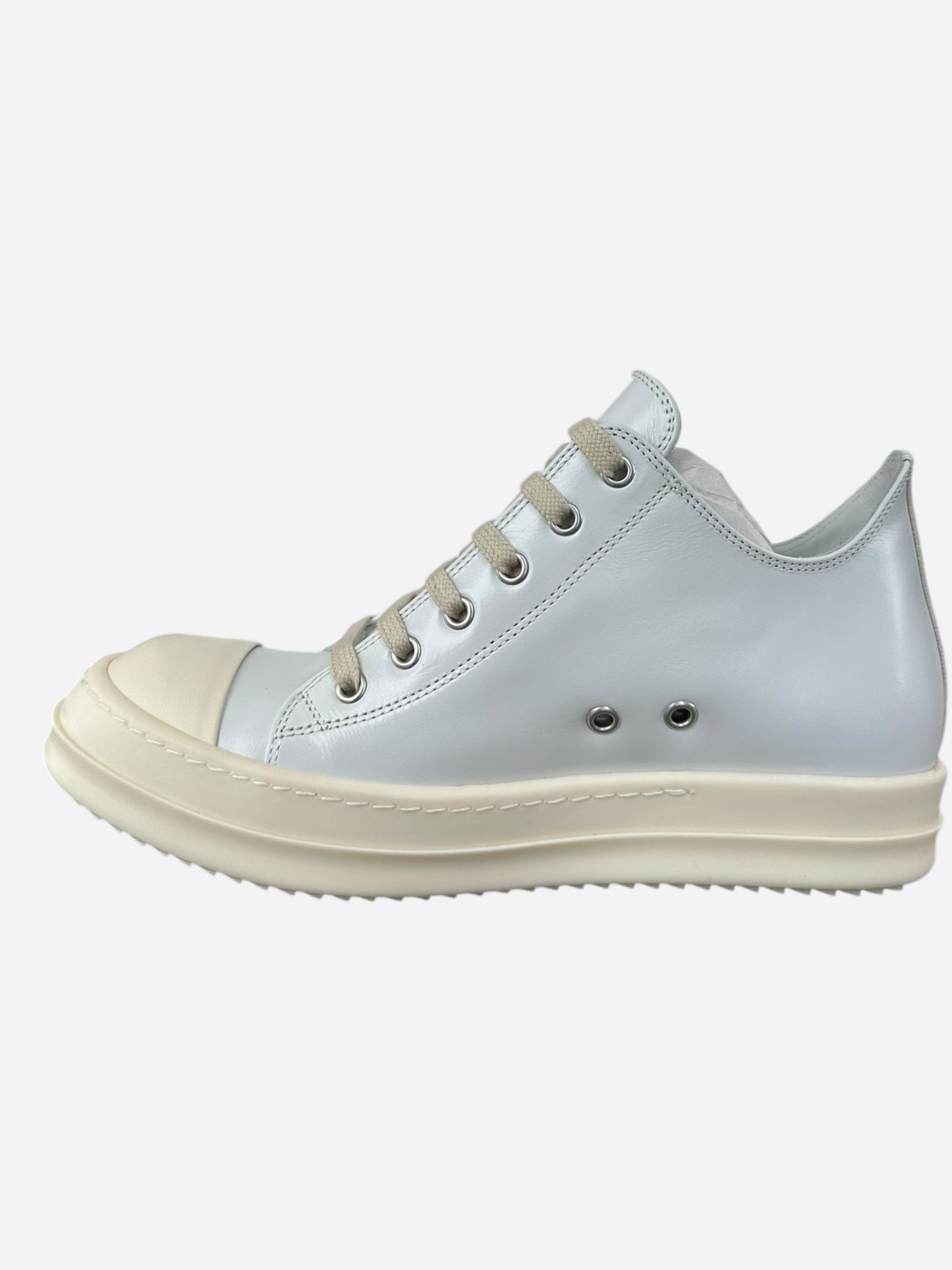 Rick Owens White Leather Women's Low Top Sneakers