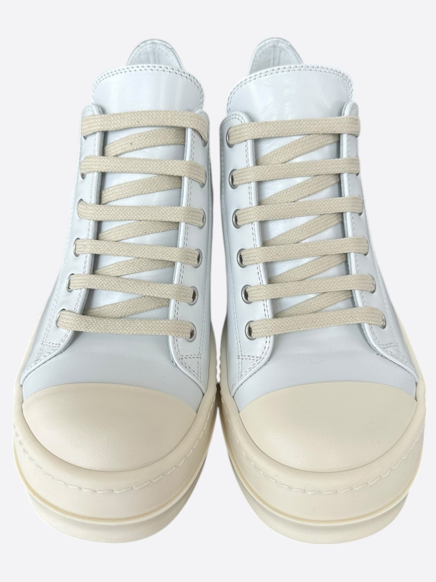 Rick Owens White Leather Women's Low Top Sneakers