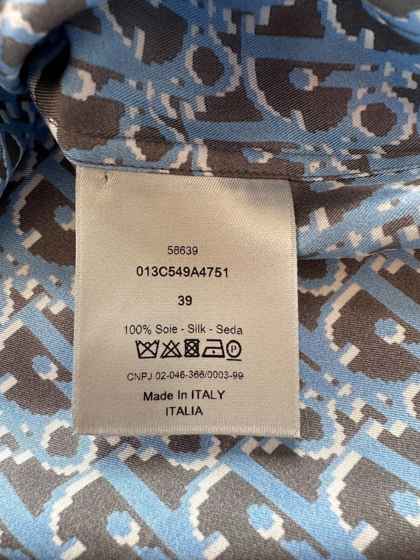 Dior Black & Blue Pixel Oblique Silk Button Up Shirt