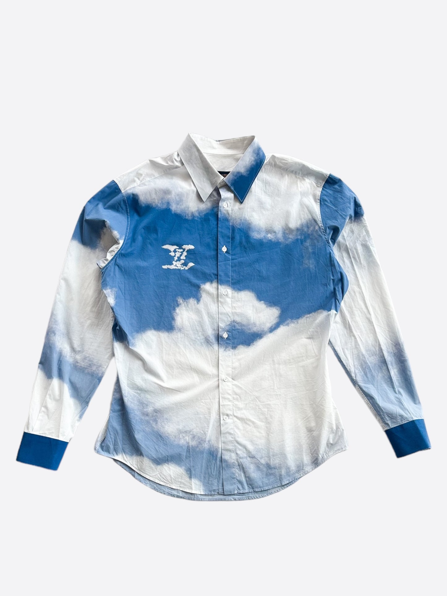 Louis Vuitton Blue & White Cloud Logo Button Up