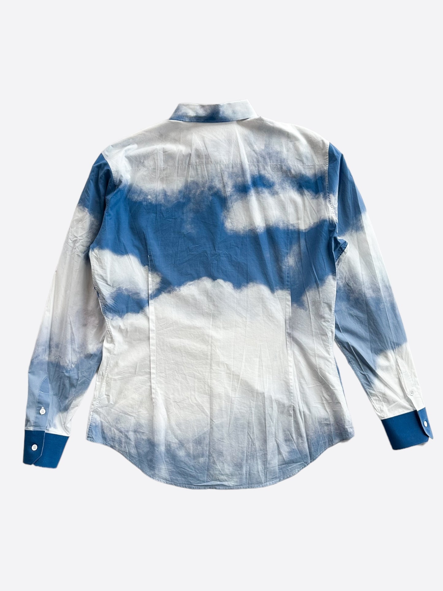 Louis Vuitton Blue & White Cloud Logo Button Up