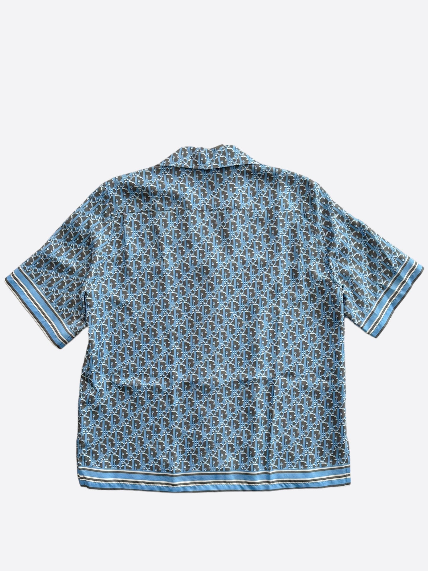 Dior Black & Blue Pixel Oblique Silk Button Up Shirt
