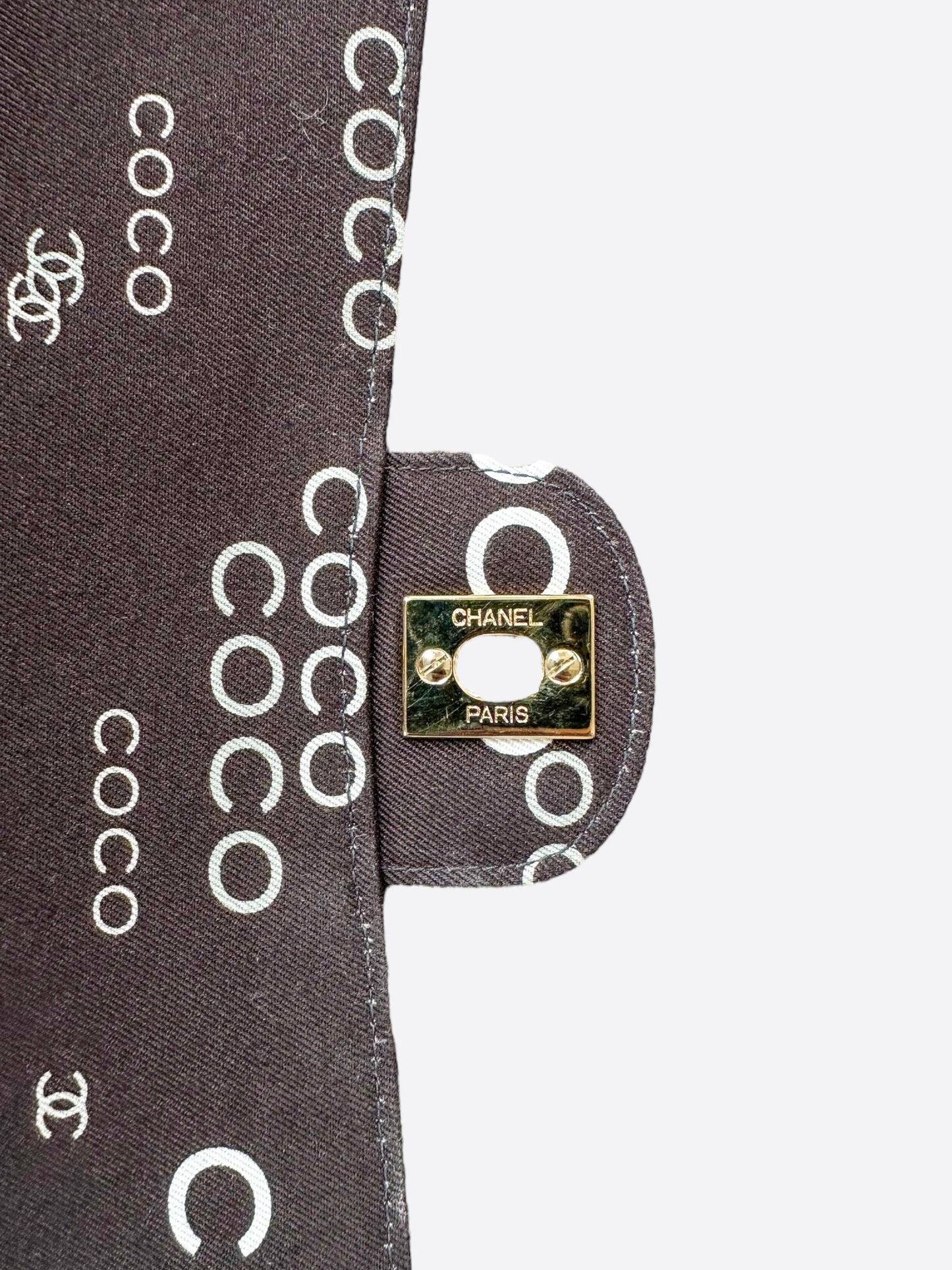 Chanel Black & White Coco Logo Double Flap Bag