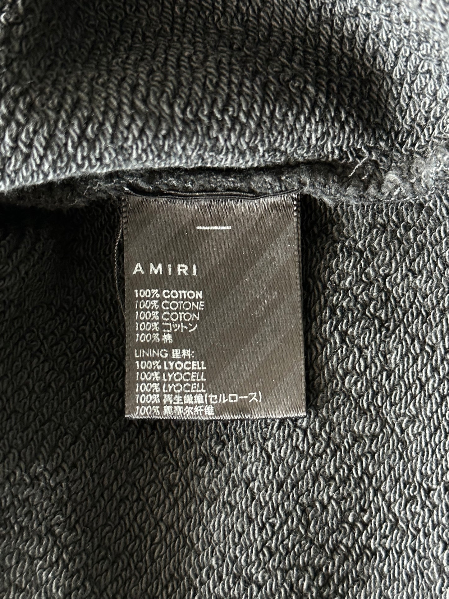 Amiri Faded Black Distressed MA Bar Logo Hoodie