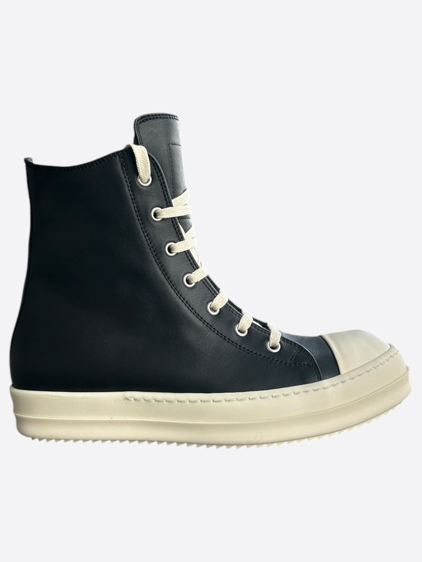 Rick Owens Black & White Leather High Top Sneakers