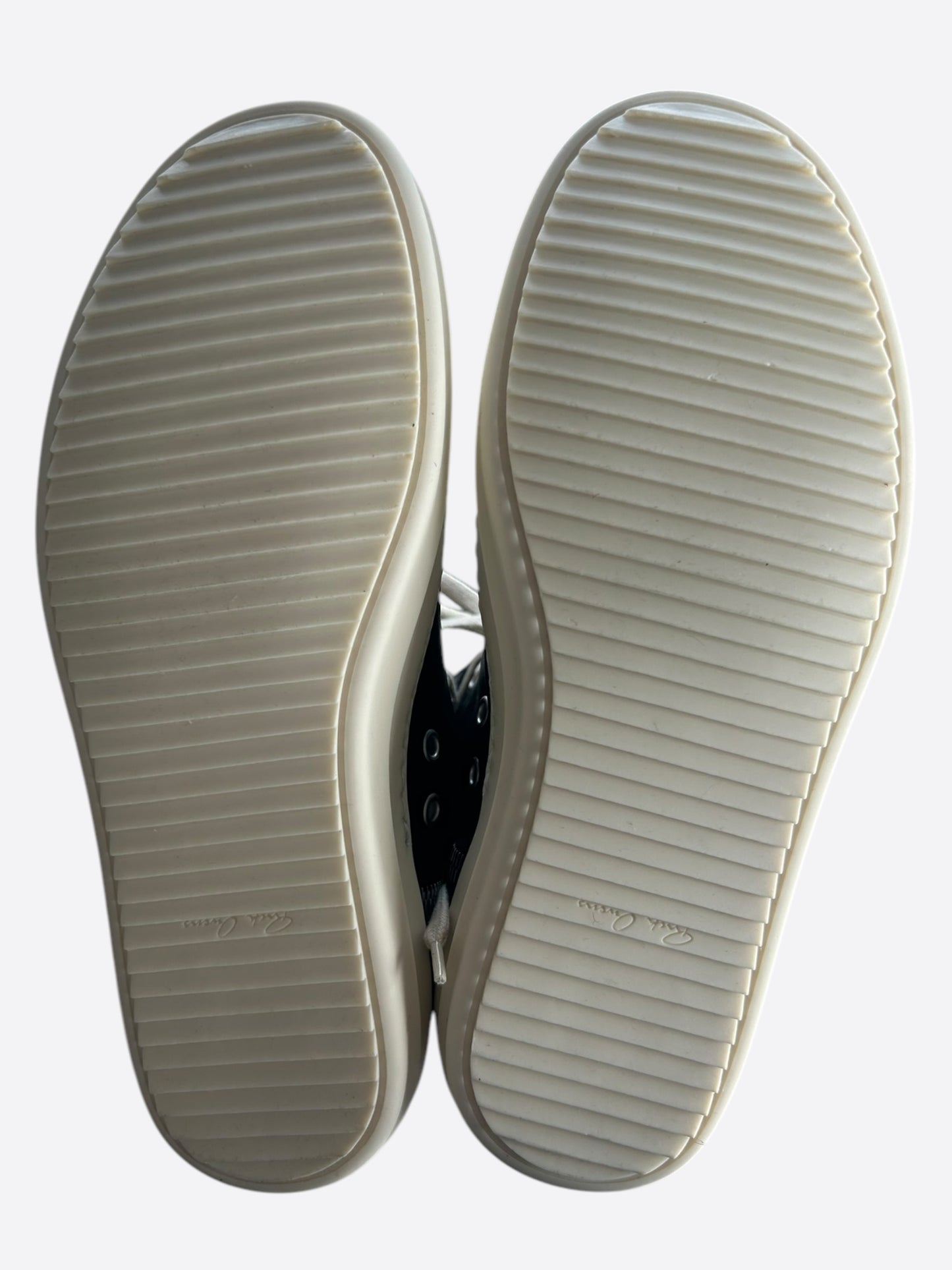 Rick Owens Black & White Leather High Top Sneakers