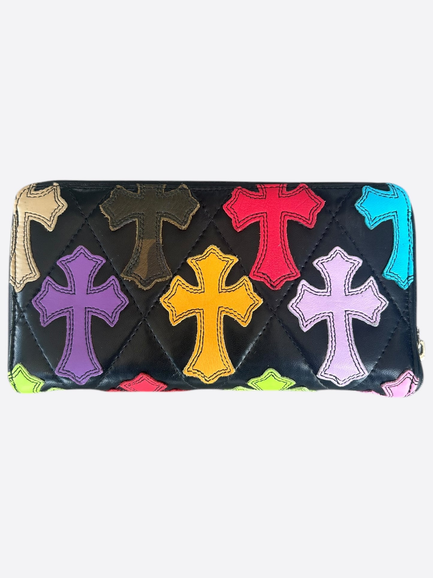 Chrome Hearts Black Multicolor Cross Patch Wallet