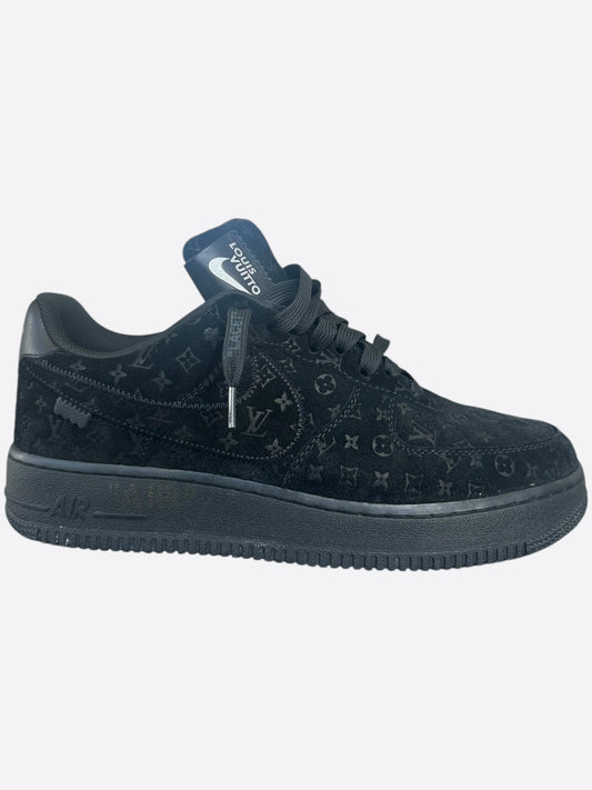 Louis Vuitton Nike Black Monogram Air Force 1 Low Top Sneakers