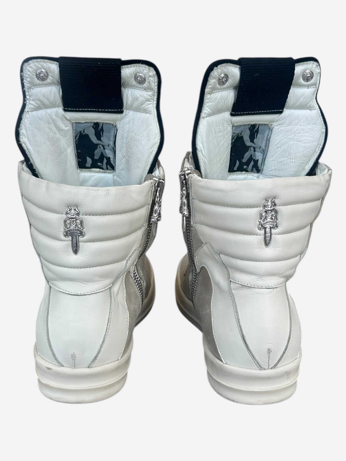 Rick Owens Chrome Hearts Beige & White Geobaskets