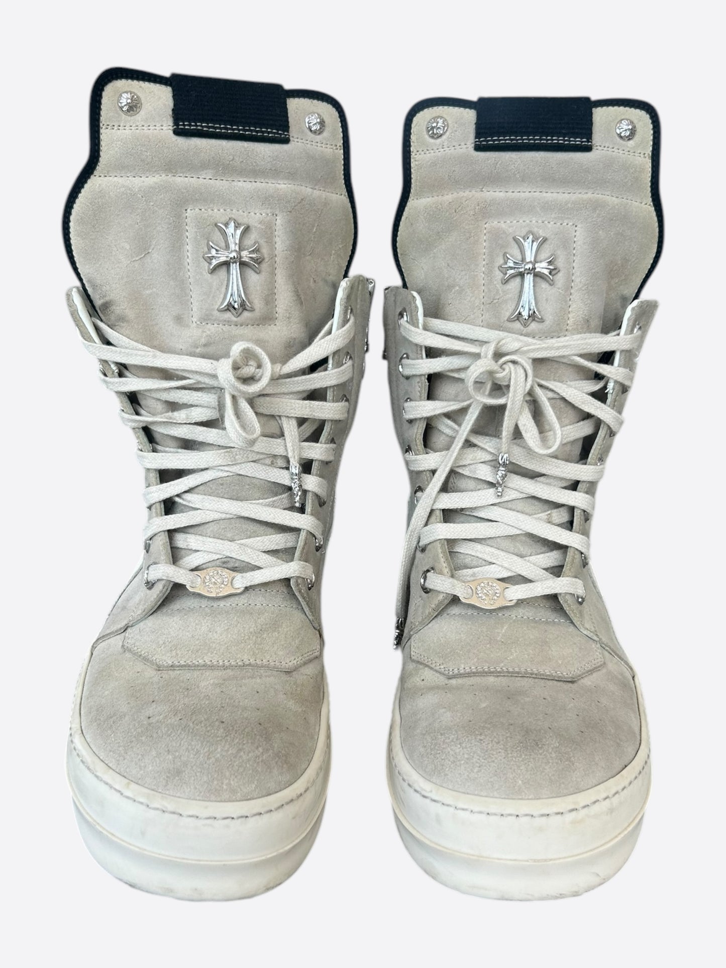 Rick Owens Chrome Hearts Beige & White Geobaskets