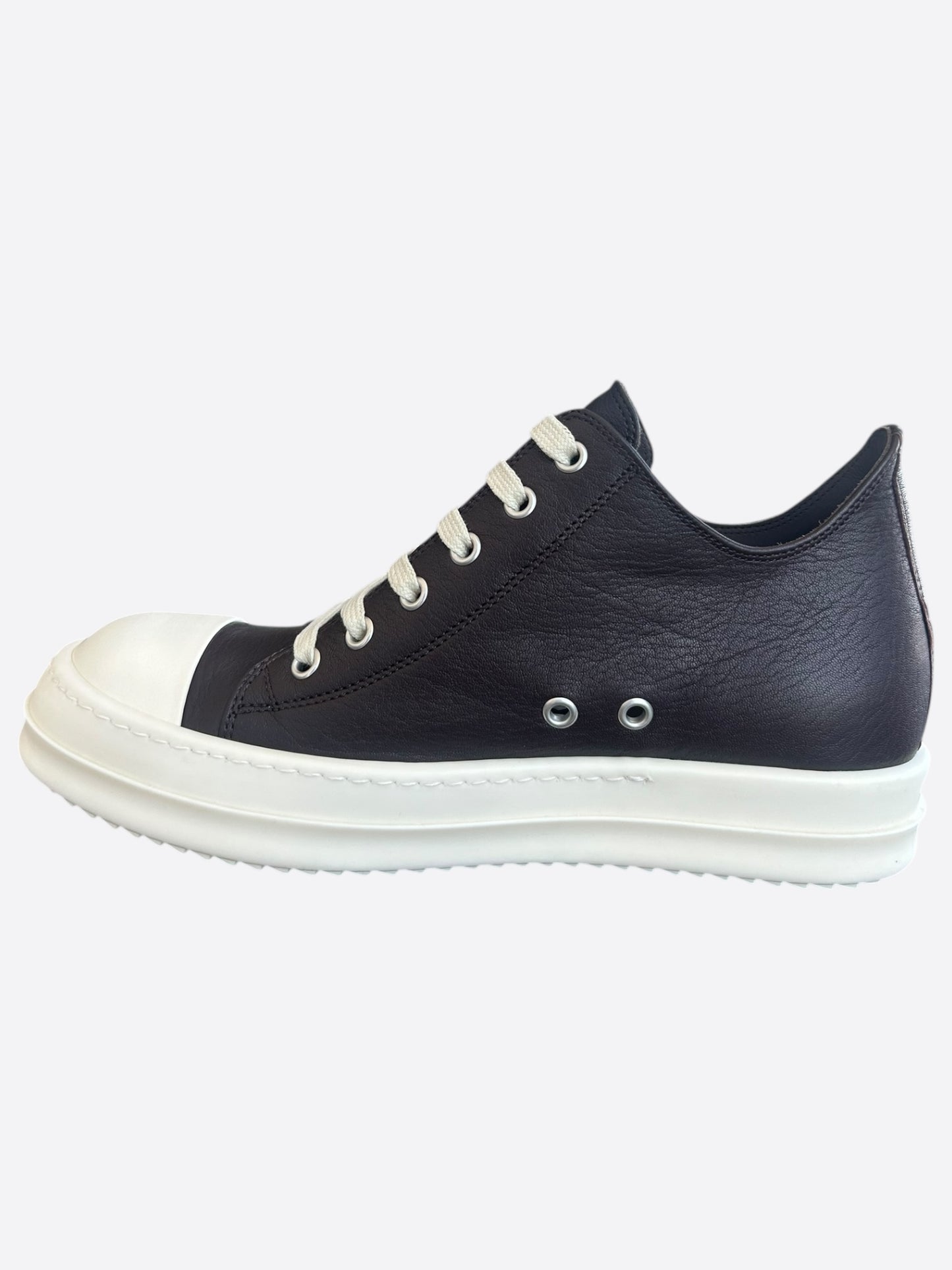 Rick Owens Brown & White Leather Women's Low Top Sneakers