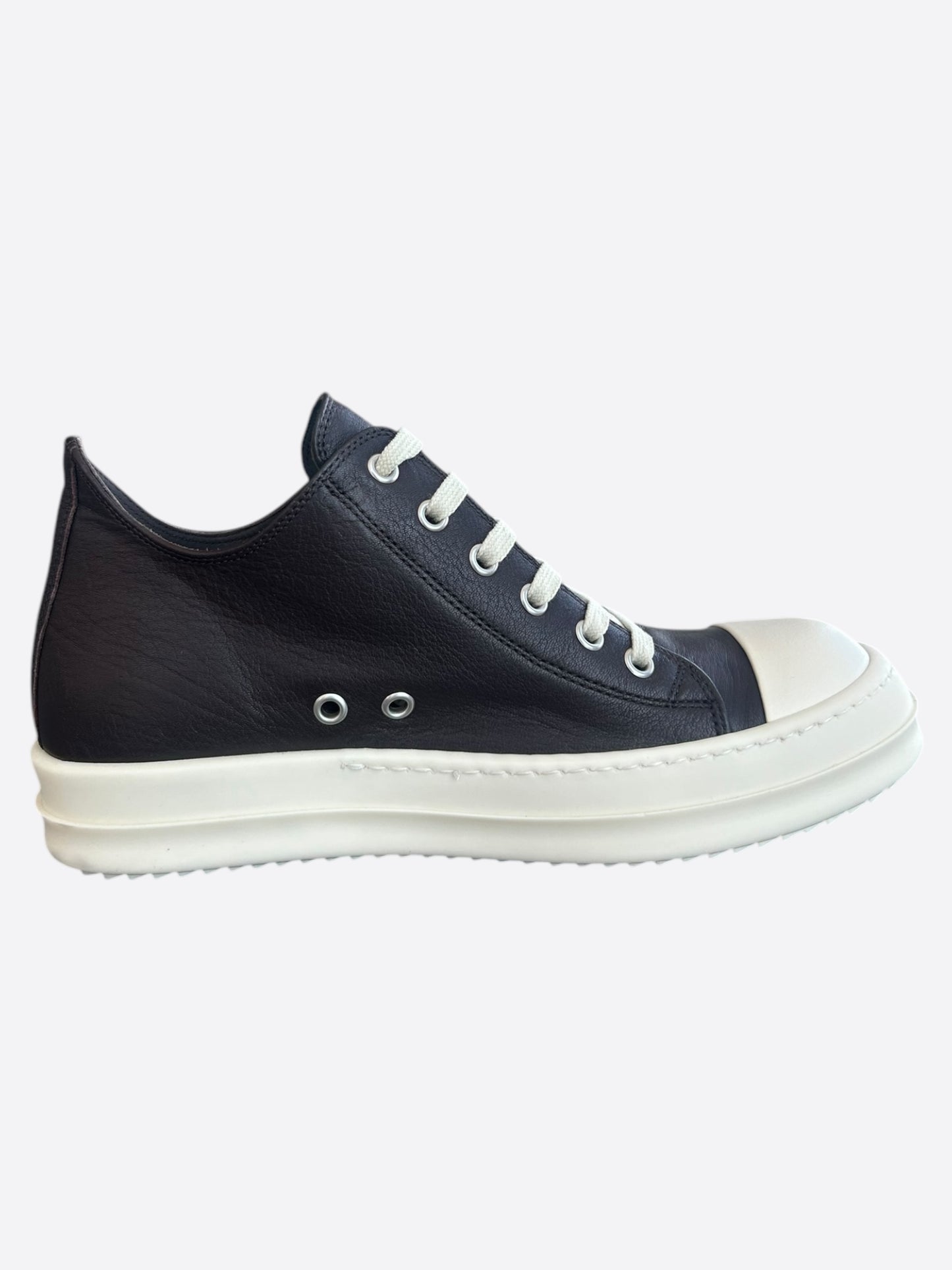 Rick Owens Brown & White Leather Women's Low Top Sneakers