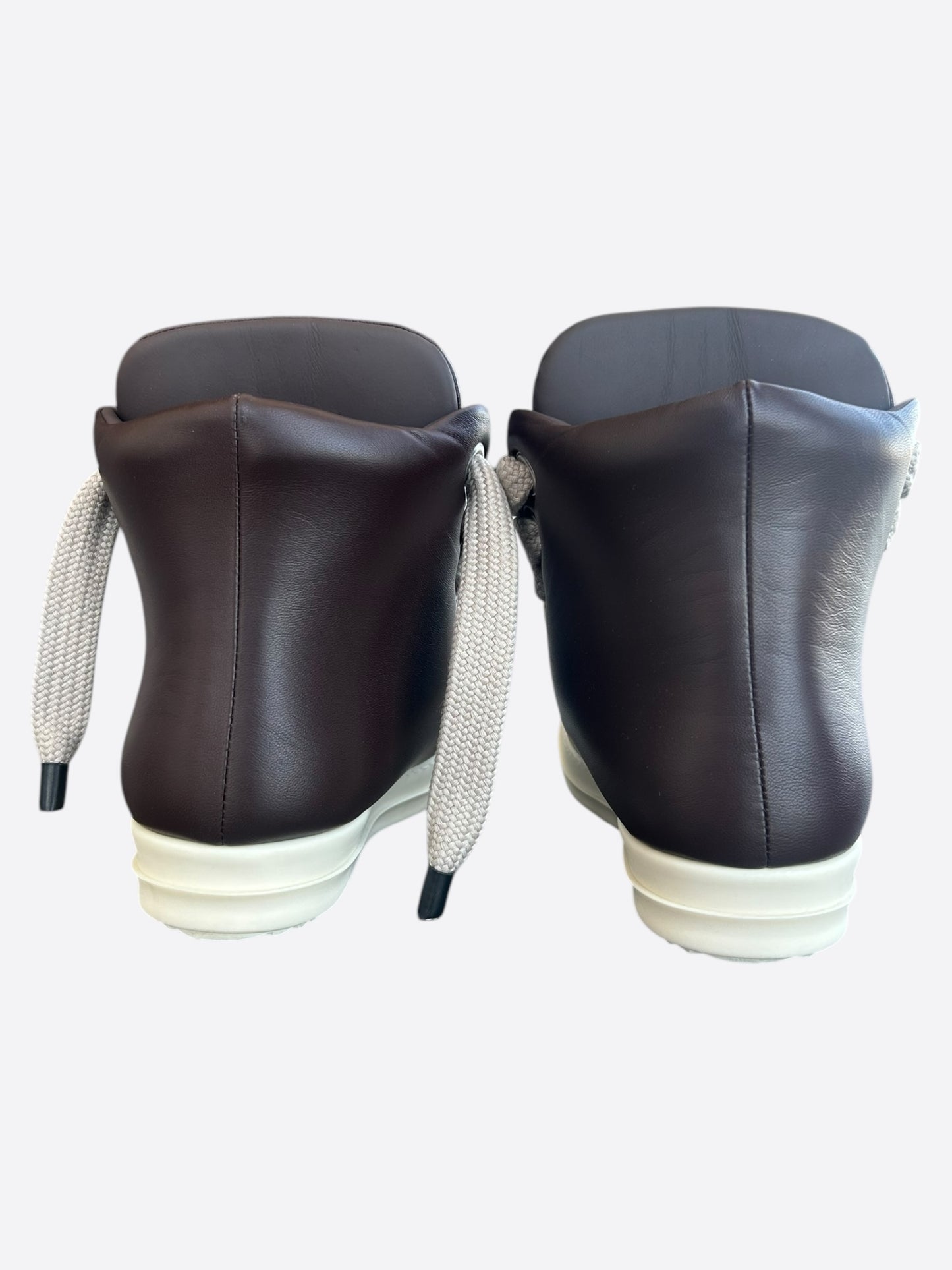 Rick Owens Brown & White Leather Jumbo High Top Sneakers