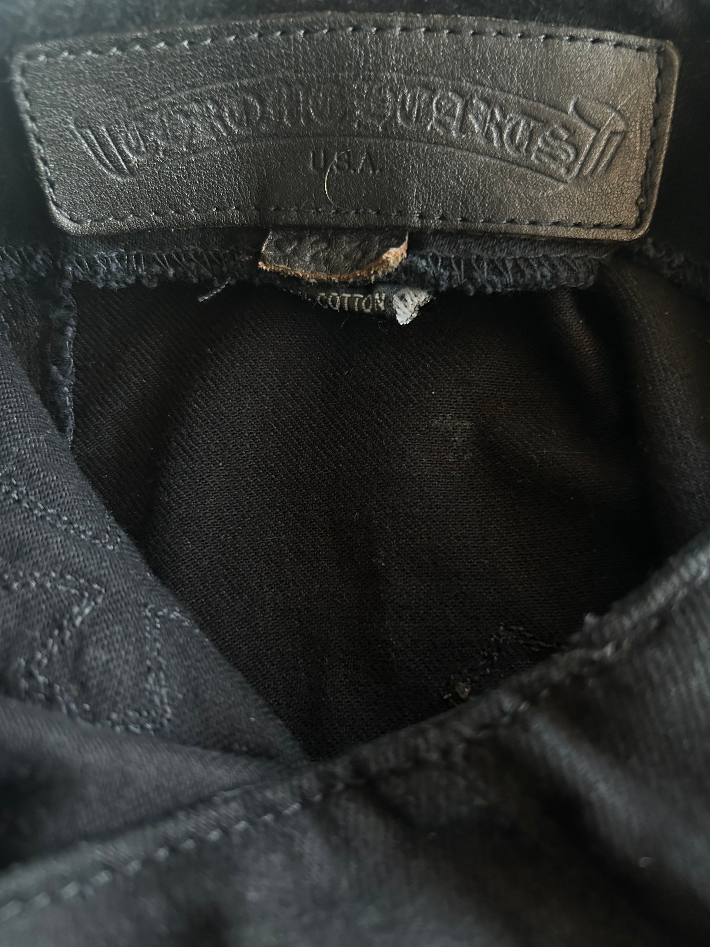 Chrome Hearts Black Leather Cross Patch Women's Jeans
