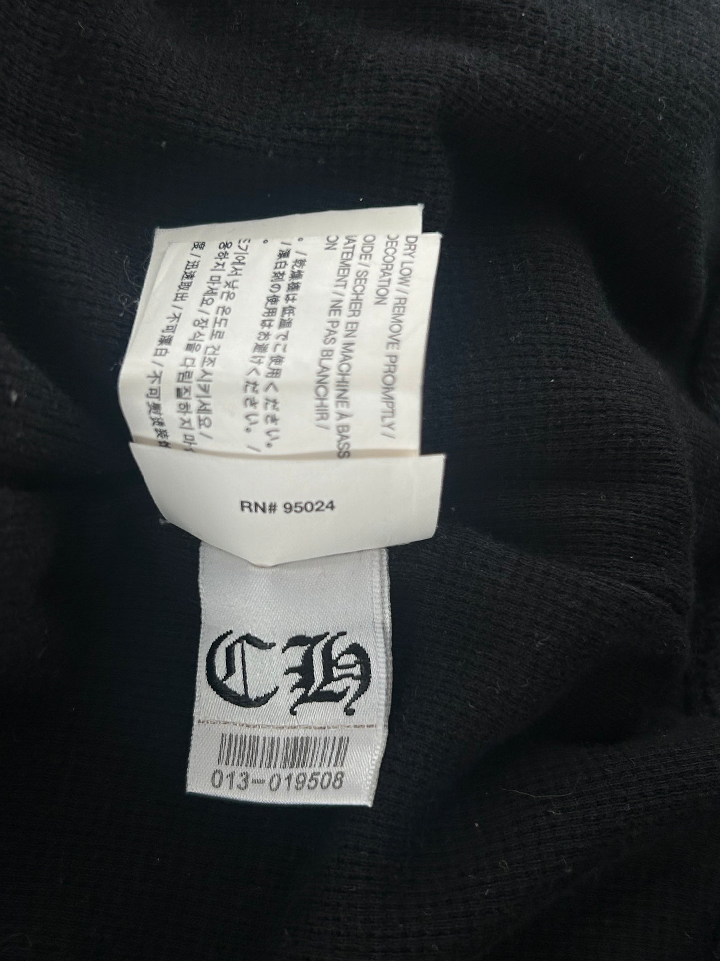 Chrome Hearts Black & White Horseshoe Logo Thermal Zip Up Hoodie