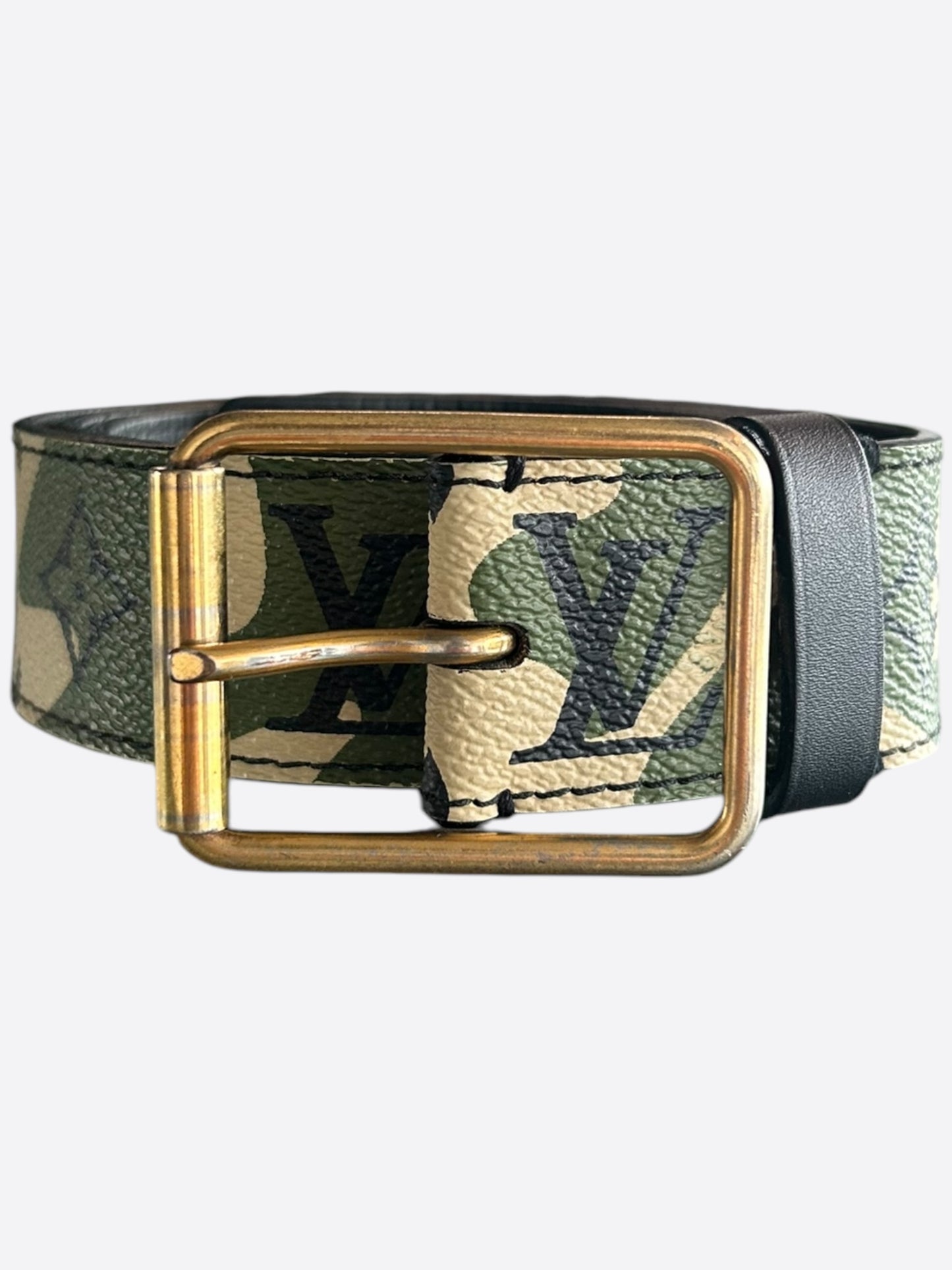 Louis Vuitton Takashi Murakami Green Camouflage Monogram Belt