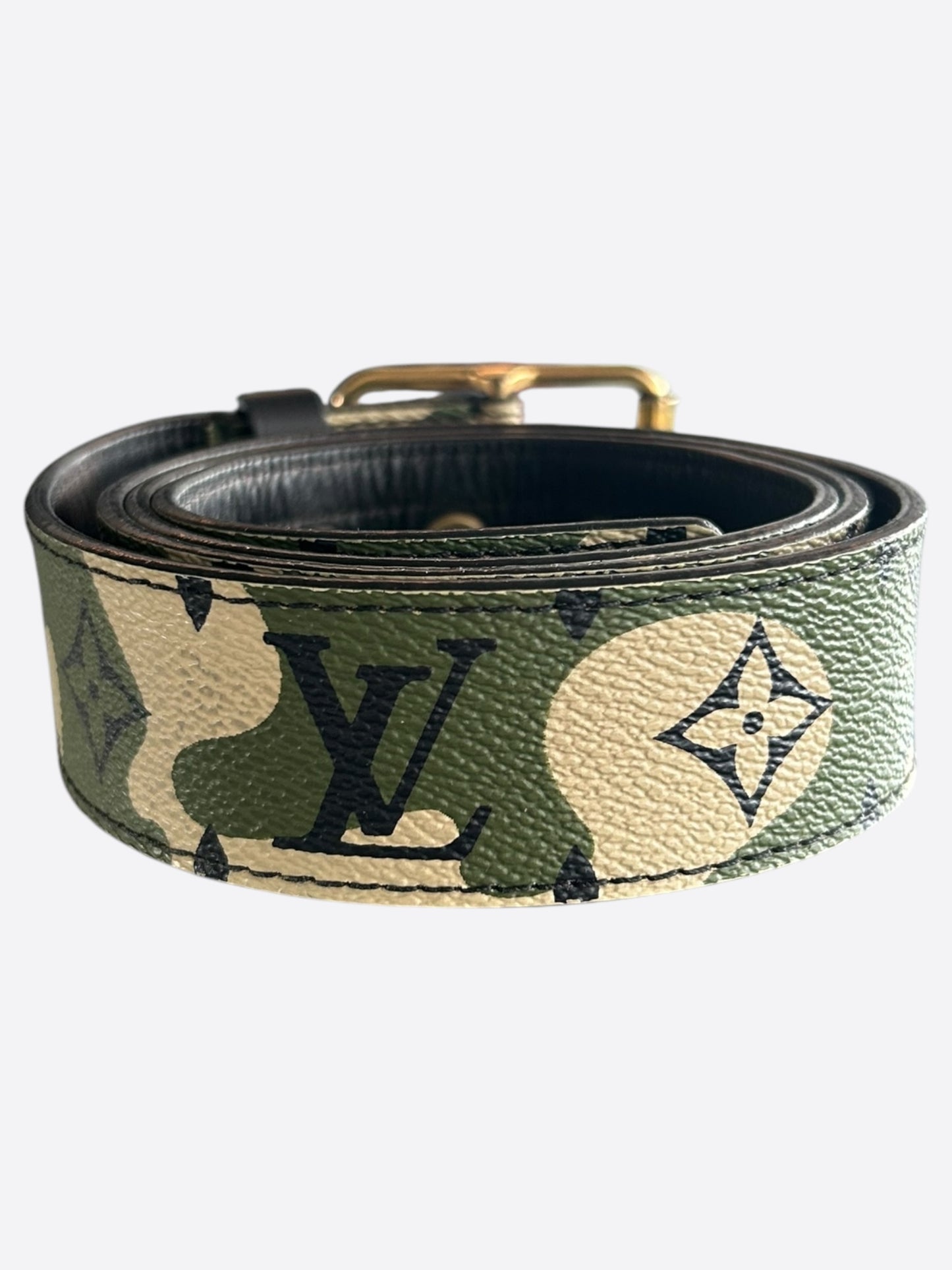 Louis Vuitton Takashi Murakami Green Camouflage Monogram Belt
