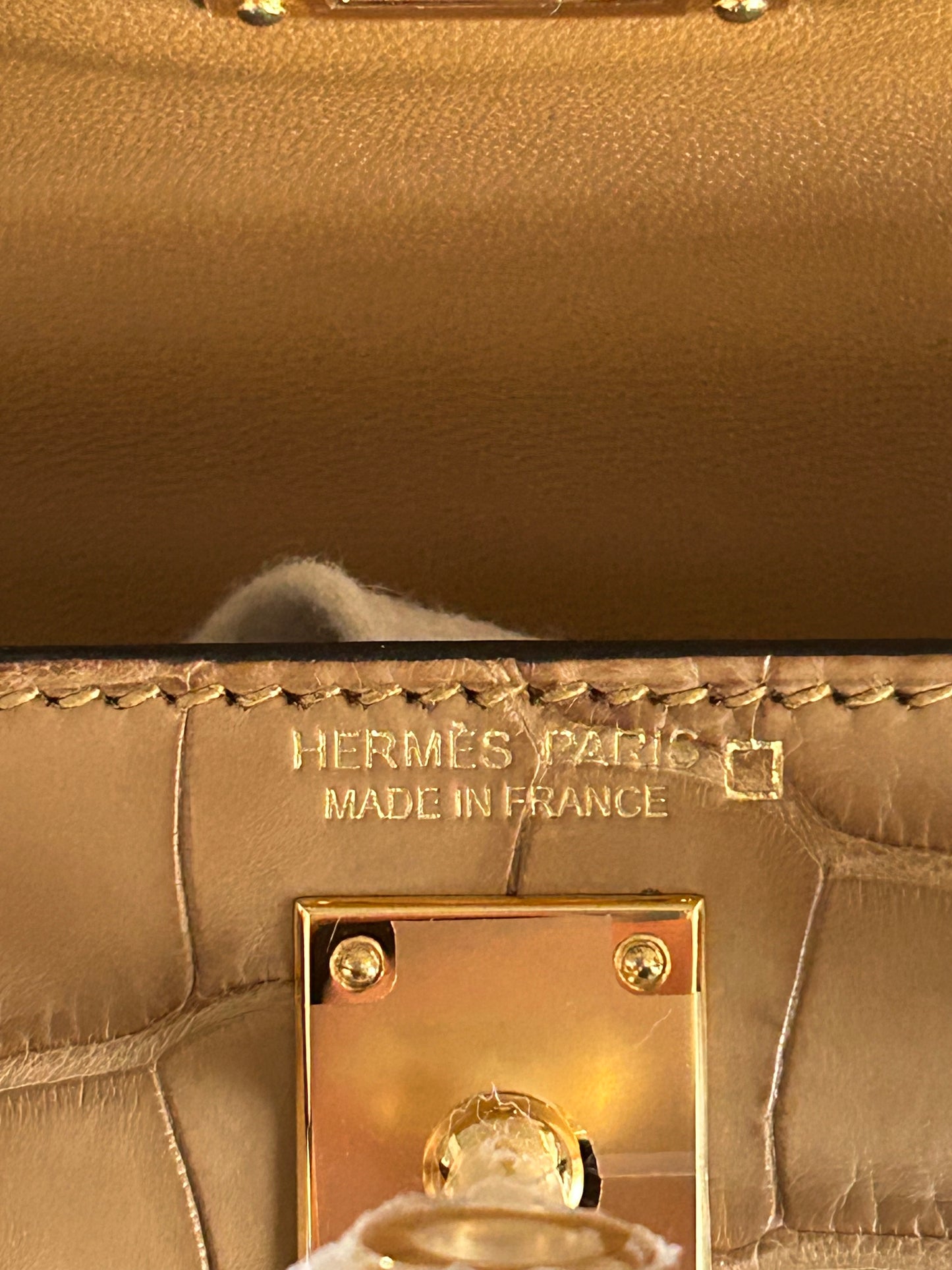Hermes Brown Alligator Mini Kelly 20