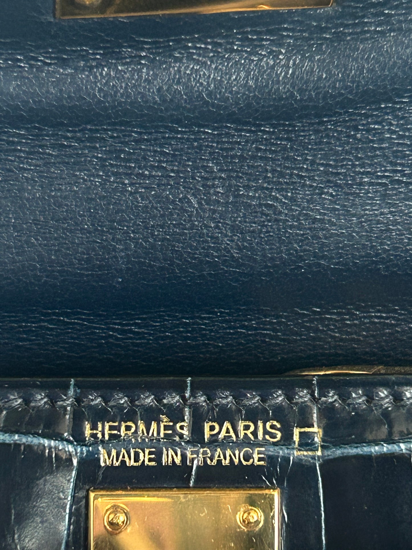 Hermes Blue Marine Crocodile Mini Kelly 20
