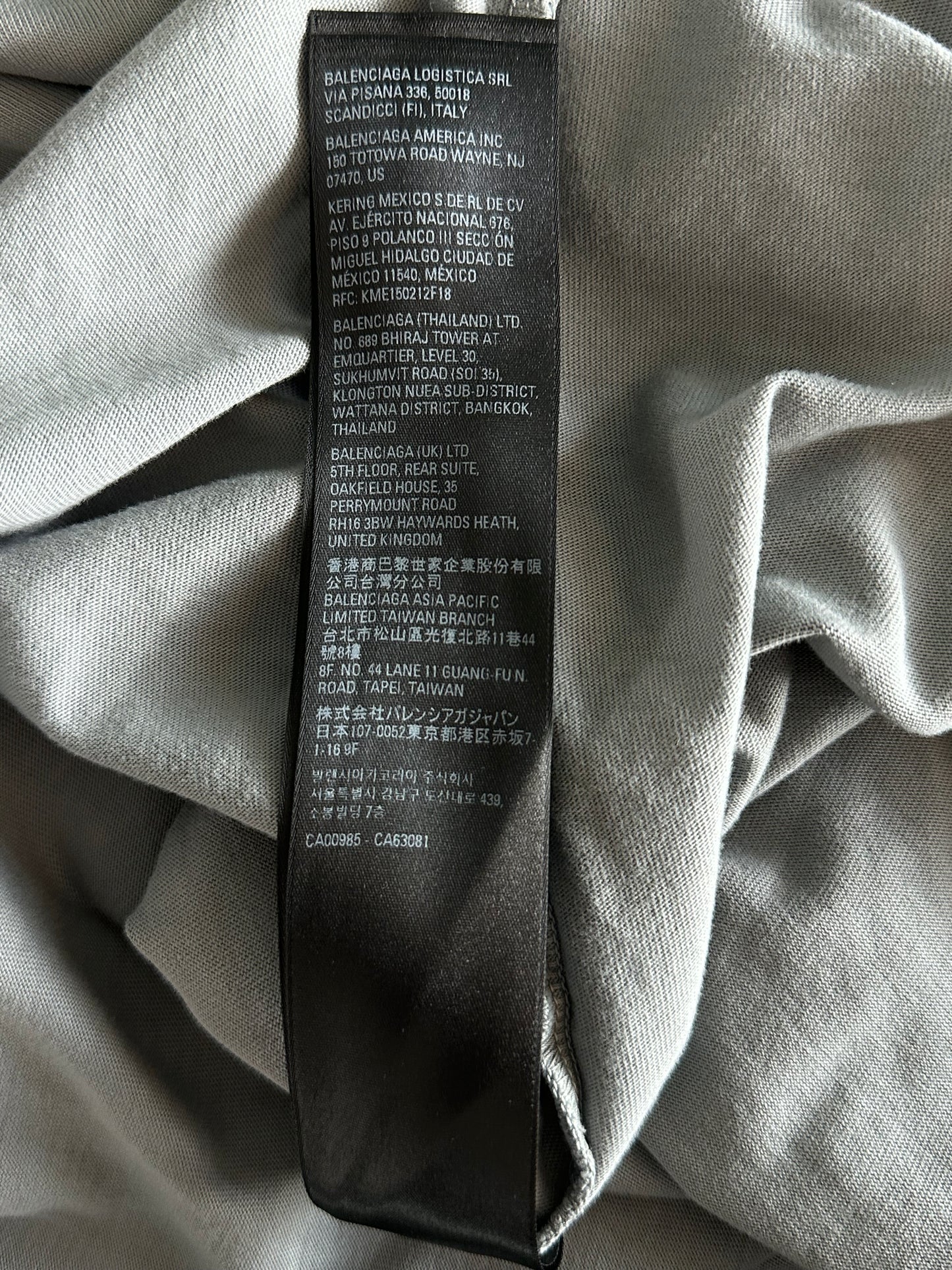 Balenciaga Grey Embroidered Logo T-Shirt