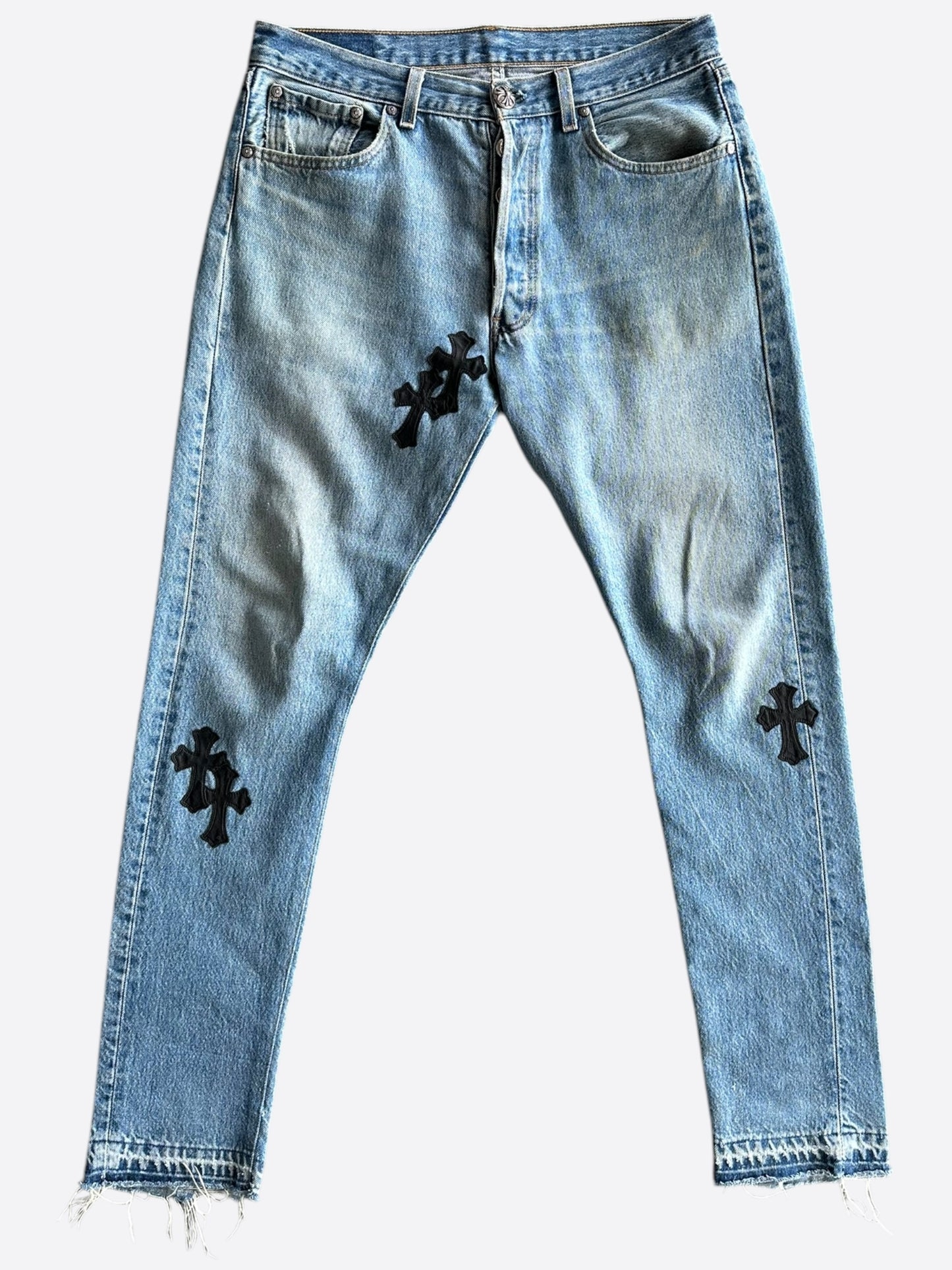 Chrome Hearts Levis Blue & Black Cross Patch Jeans