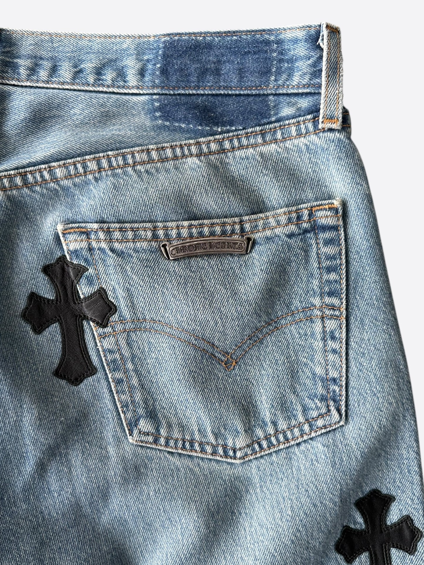 Chrome Hearts Levis Blue & Black Cross Patch Jeans