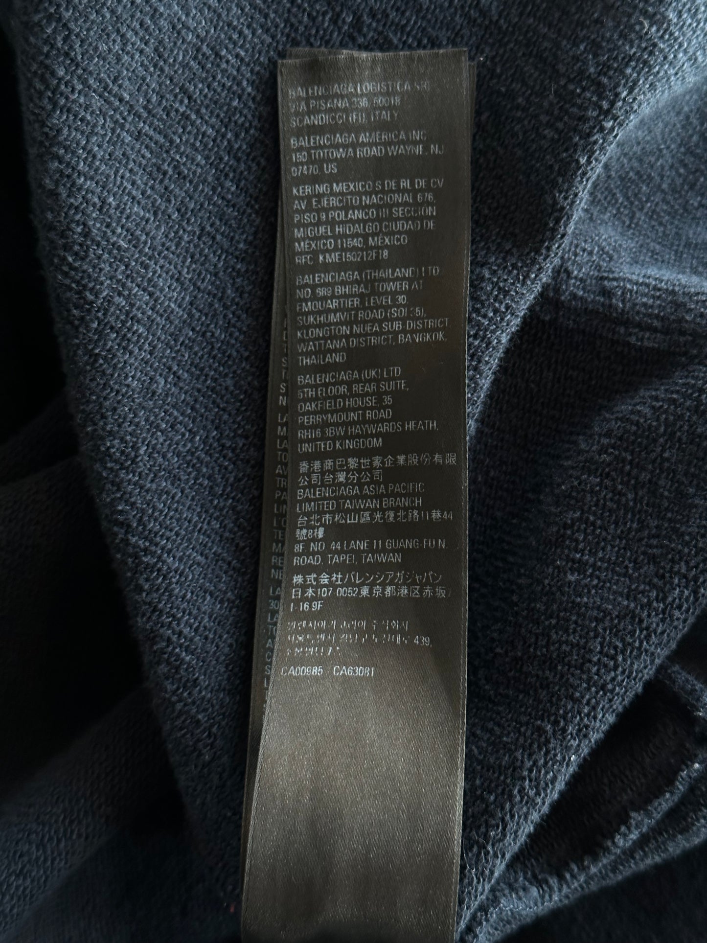 Balenciaga Navy Polo Zip Up Hoodie