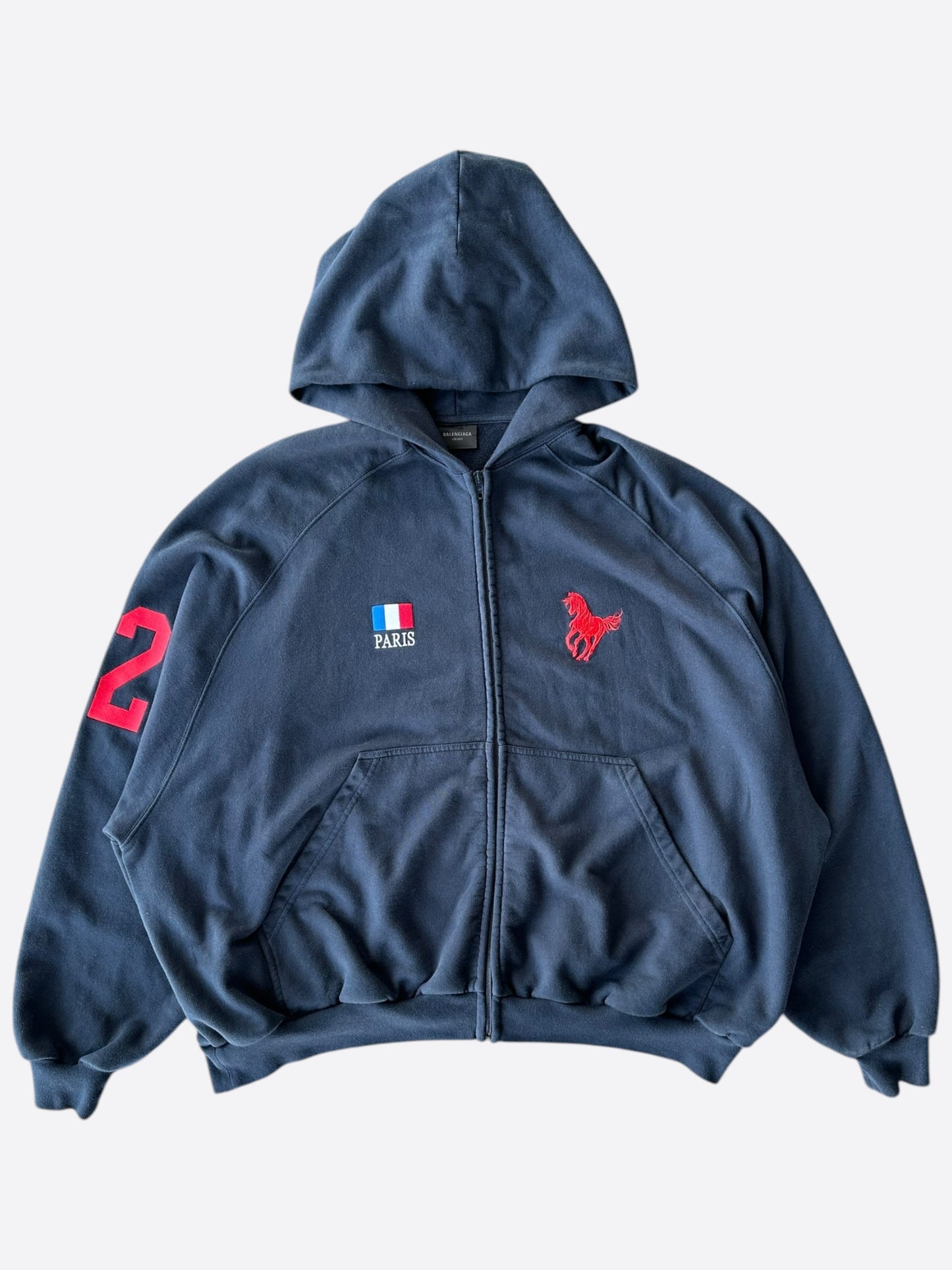 Balenciaga Navy Polo Zip Up Hoodie