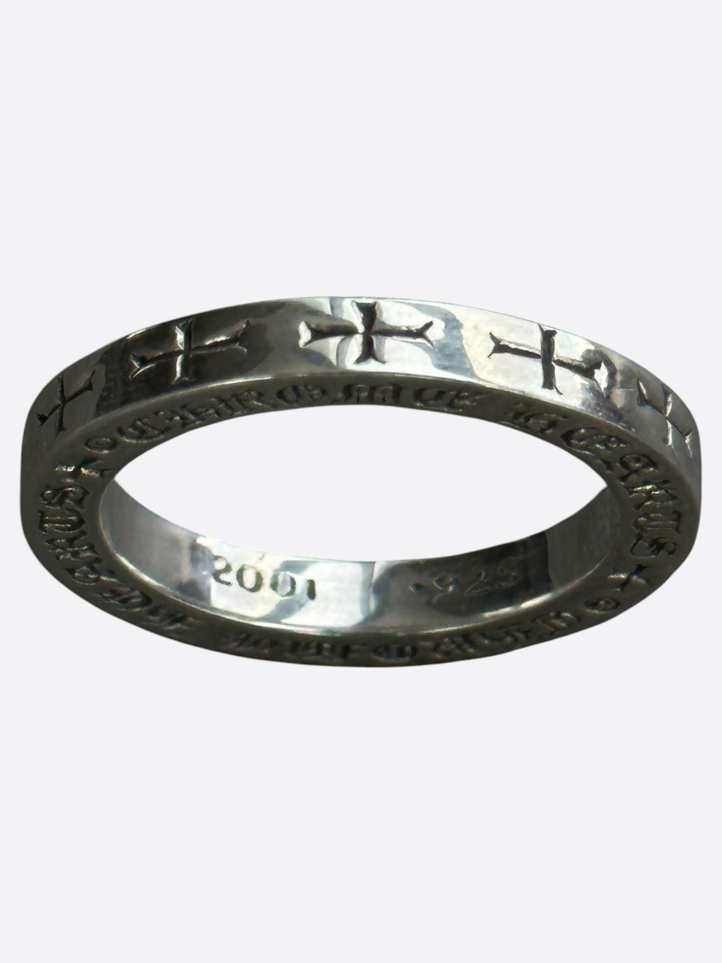 Chrome Hearts Silver & Diamond Thin Spacer Ring