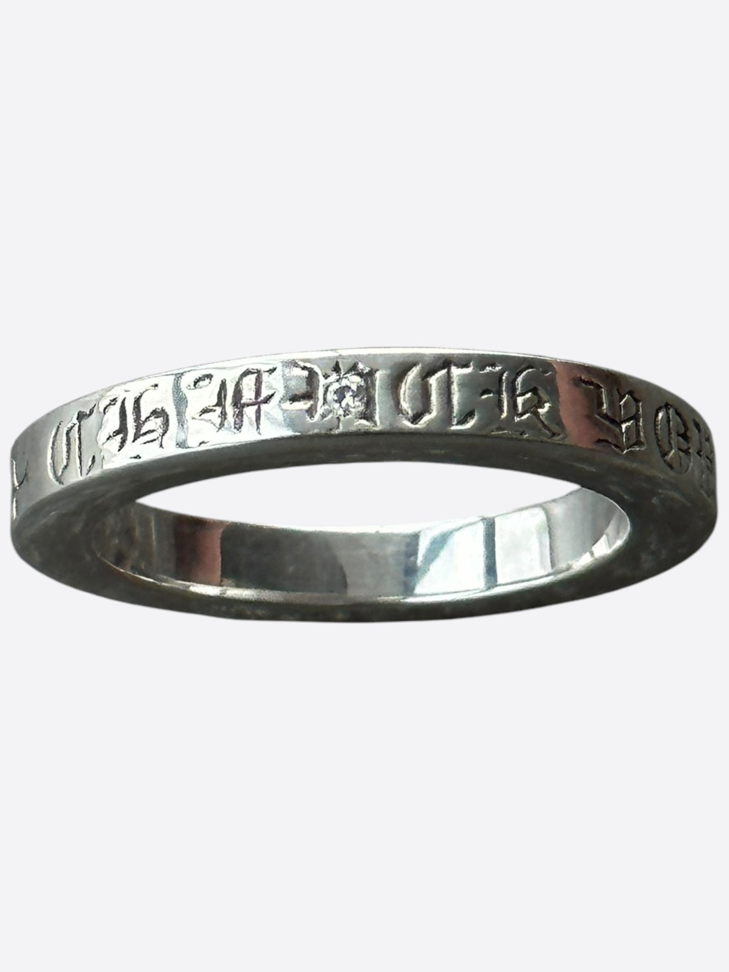 Chrome Hearts Silver & Diamond Thin Spacer Ring