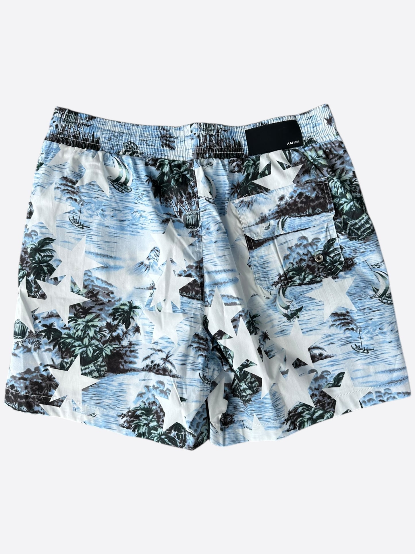 Amiri Blue Ocean Star Core Logo Swim Shorts